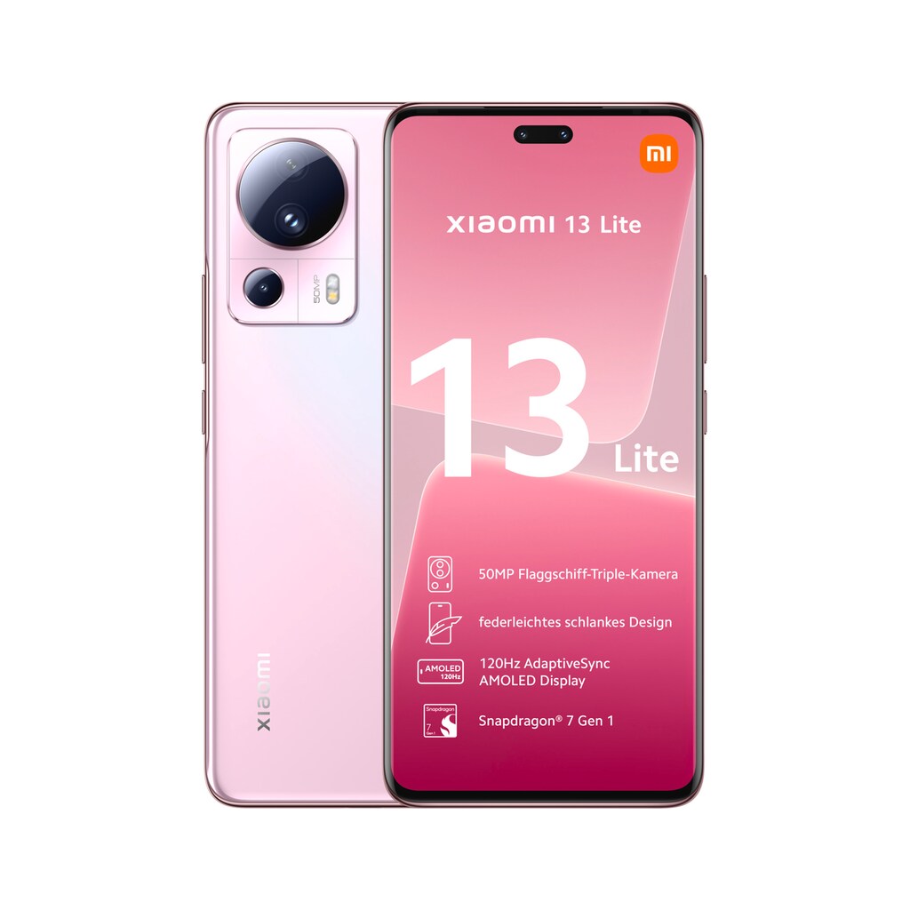 Xiaomi Smartphone »13 Lite 8GB+128GB«, Pink, 16,65 cm/6,55 Zoll, 128 GB Speicherplatz, 50 MP Kamera