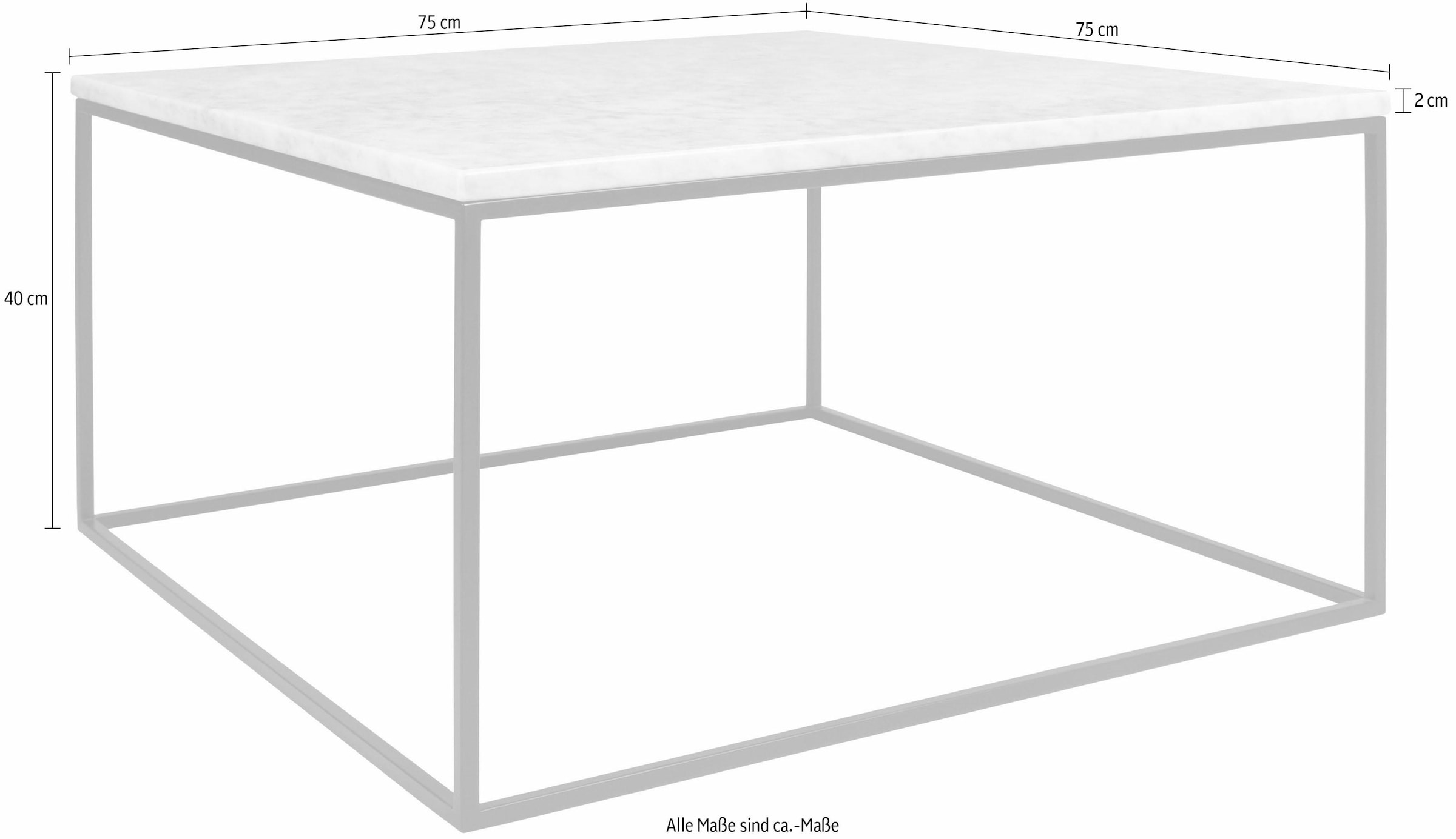 TemaHome Couchtisch »Gleam«, aus Marmor, wahlweise mit Gestell aus Chrom oder schwarzem Metall