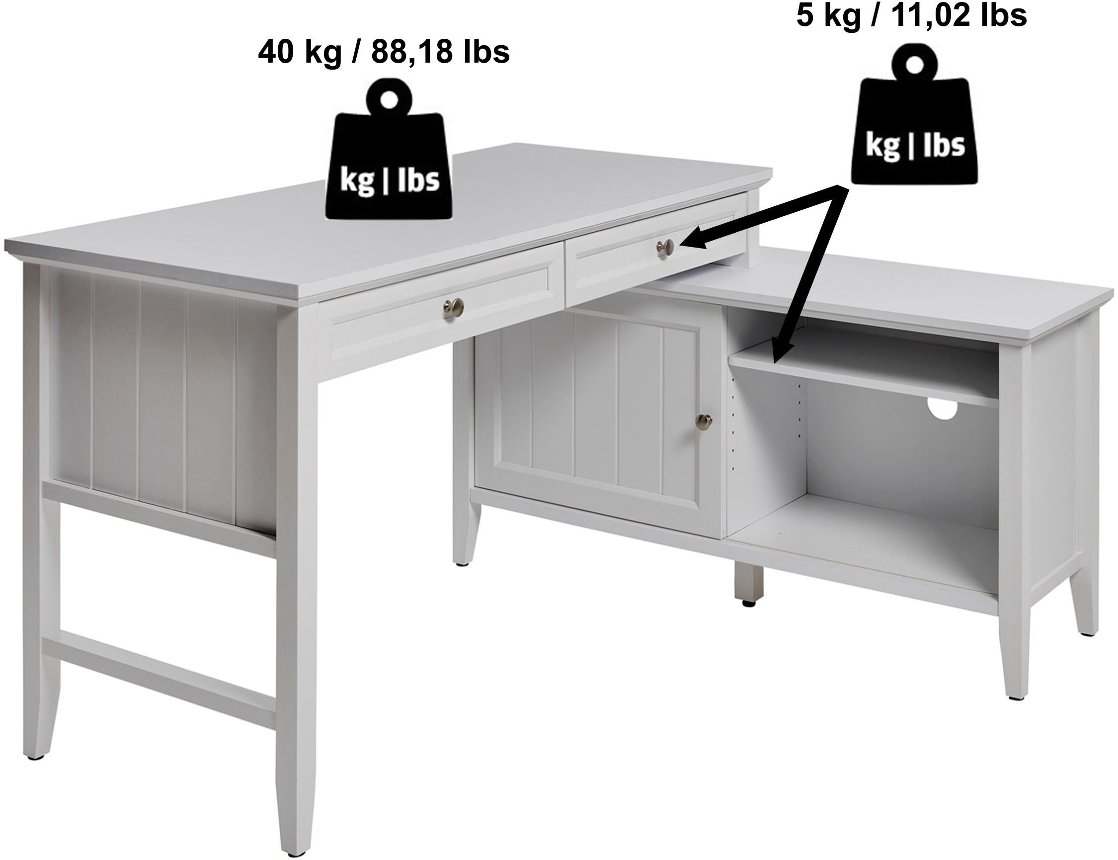 Jahnke Eckschreibtisch »CLASSIC C 145 E«, wechselseitig montierbar, mit Schiebetür, Schenkelmaß 144,9 x 120 cm