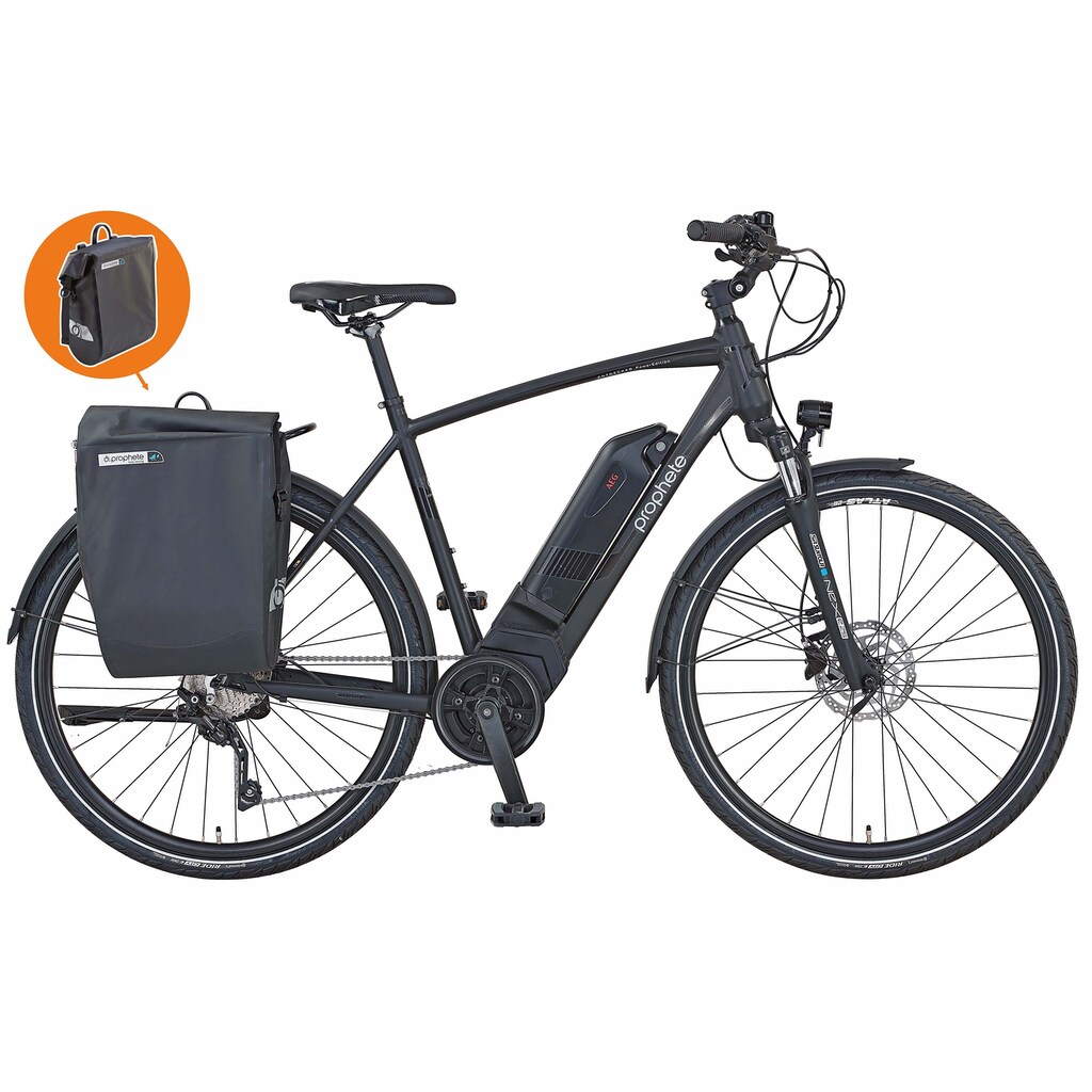 Prophete E-Bike »Entdecker PowerEdition«, 10 Gang, Shimano, Deore, Mittelmotor 250 W, (mit Seitentasche)