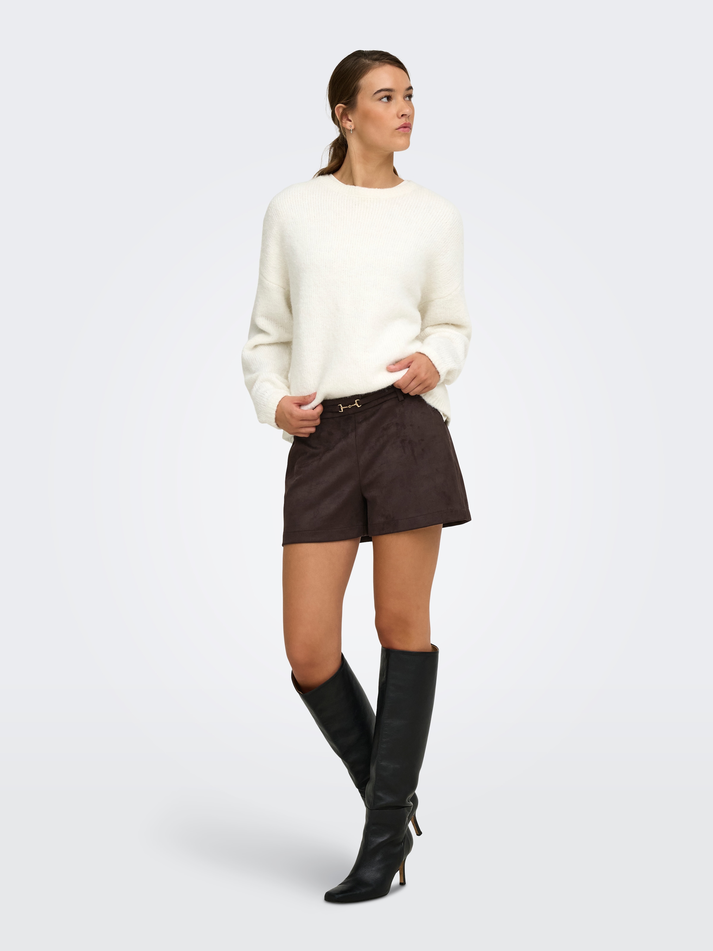 ONLY Shorts »ONLMIRA MW FAUX SUEDE SHORTS CC PNT«  Materialmix, regular fit