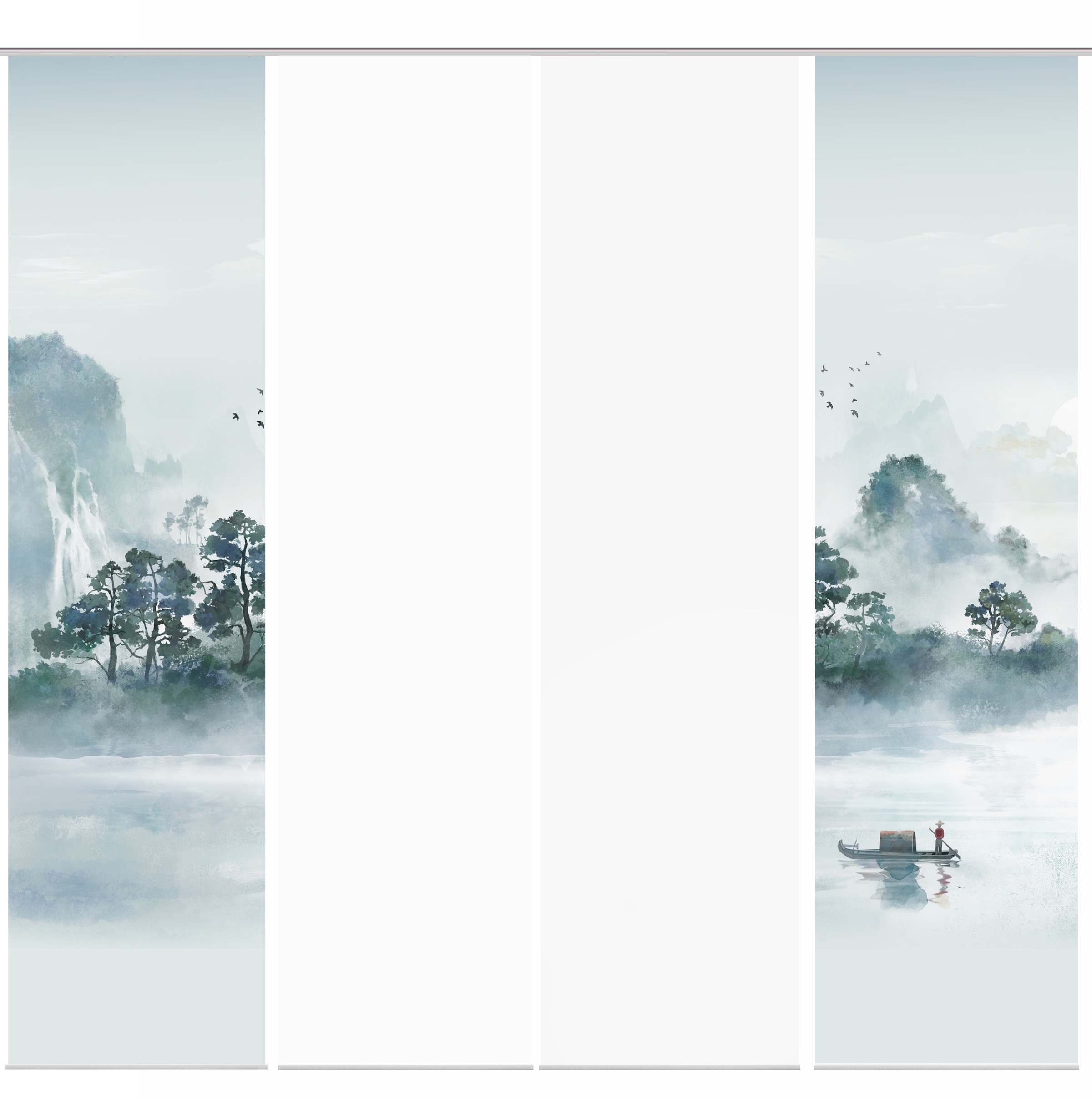 HOME WOHNIDEEN Schiebegardine »VITNAM« Paneelwagen 4 Stk. tlg. Schiebewand Seidenoptik, SET, Digitaldruck