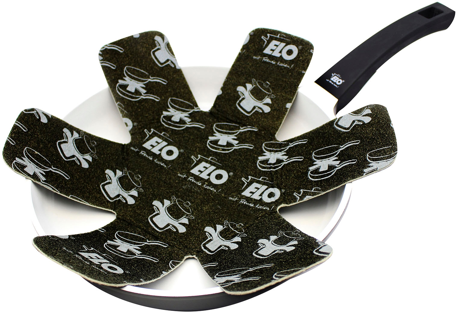 Elo - Meine Küche Pfannen-Set »Prima Cucina 6 teilig« Aluminium Set, 1x Bratpfanne Ø 20/24/28 cm, 1x Grillzange, 2x Stapelschutz, 6 Stk. tlg. Induktion