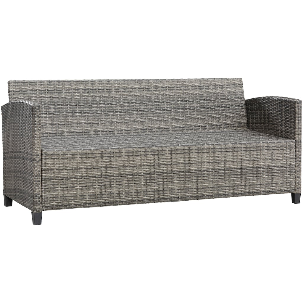 KONIFERA Gartenlounge-Set »Amsterdam«, (Set, 16 tlg., 1x 3er Sofa, 1x 2 Sessel, 2x Hocker, 1xTisch 144,5x74x67cm,Polyrattan), Stahl, Ablagefläche unter dem Tisch, Loungeset