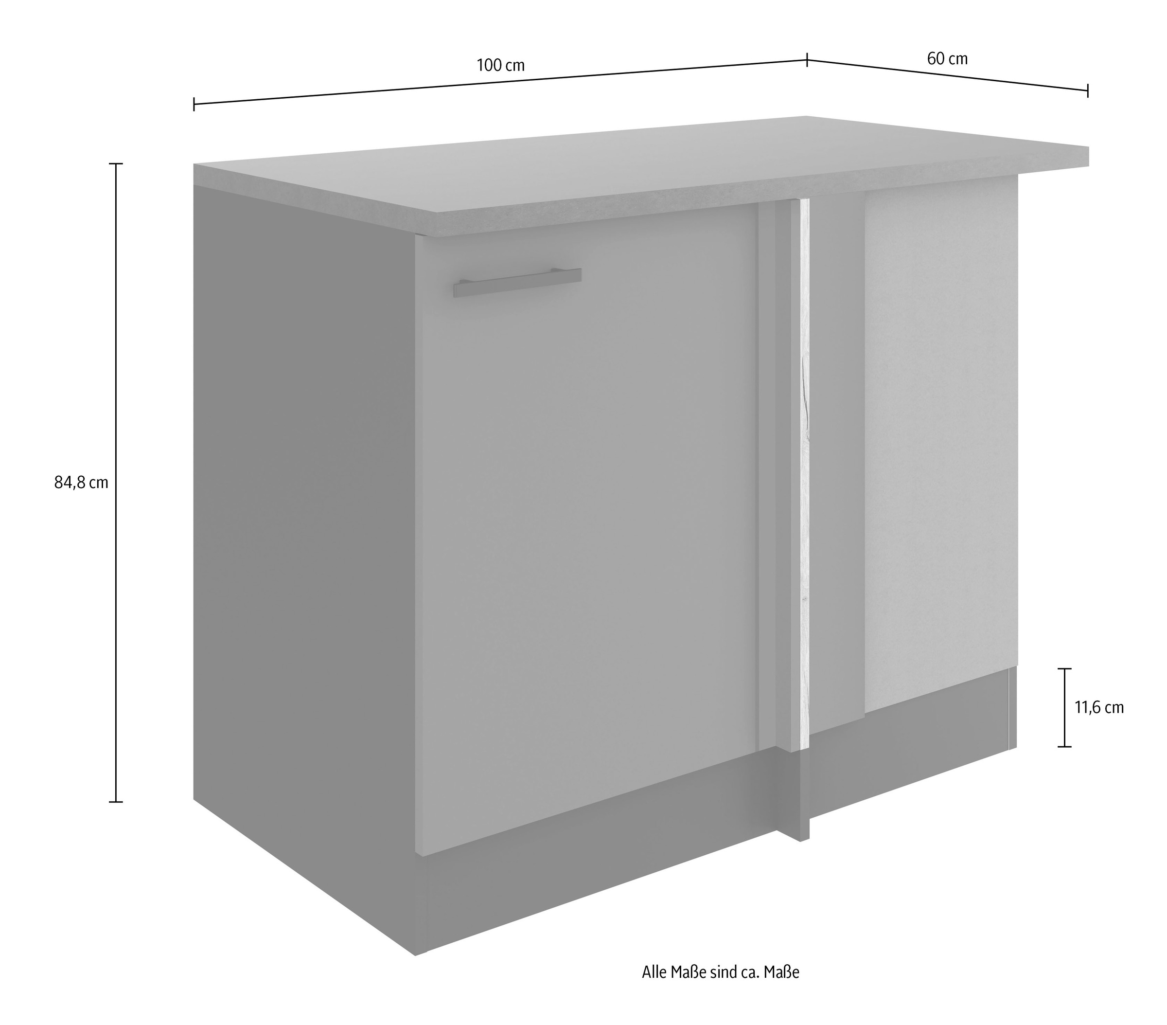 OPTIFIT Eckunterschrank »Bella«, Breite 100 cm, Türanschlag wechselbar