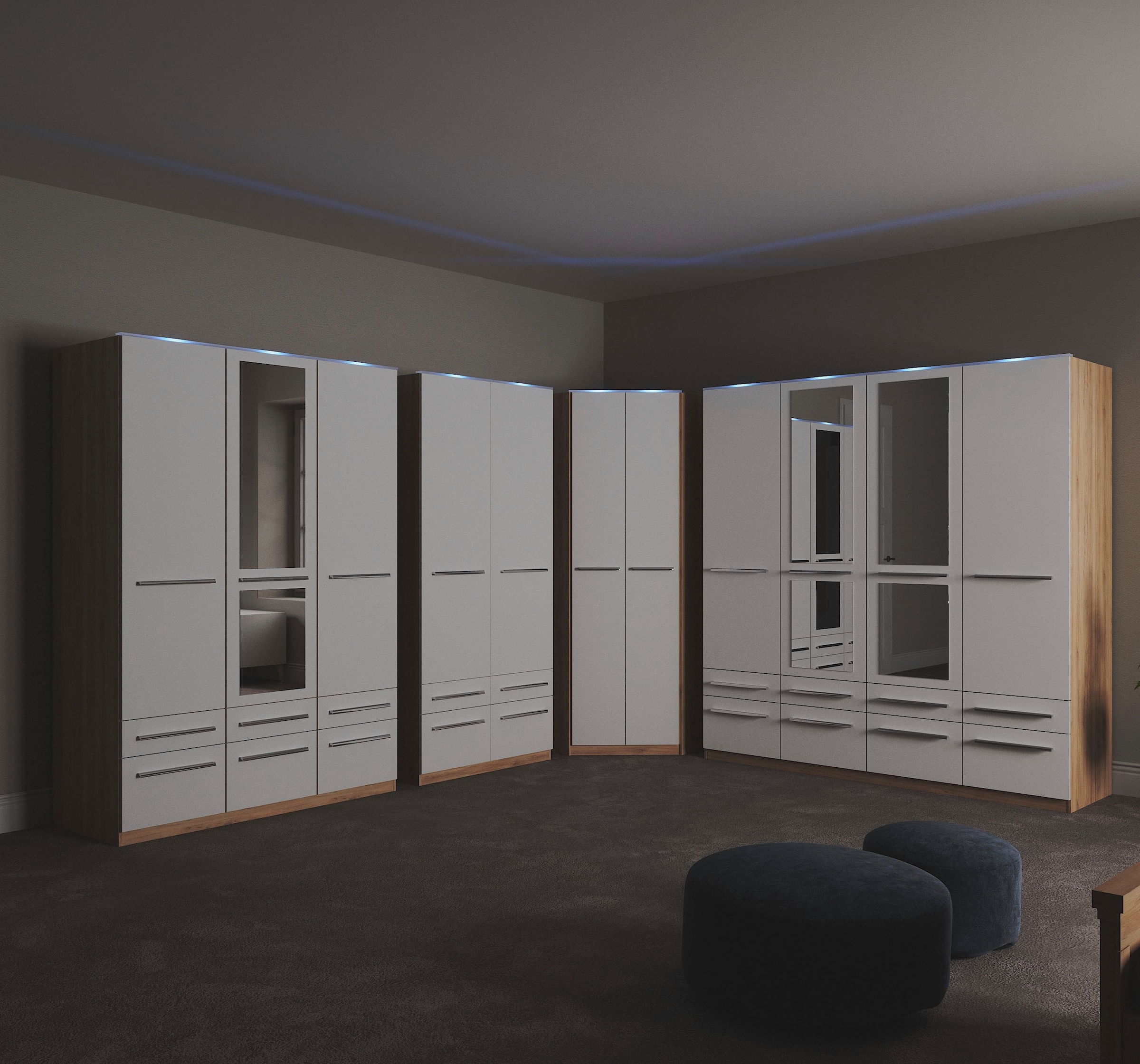 priess Kleiderschrank »Schrank Garderobe Wäscheschrank Barcelona in 5 Breiten«, viel Stauraum, geräumige Schubkästen, mit Spiegel, MADE IN GERMANY