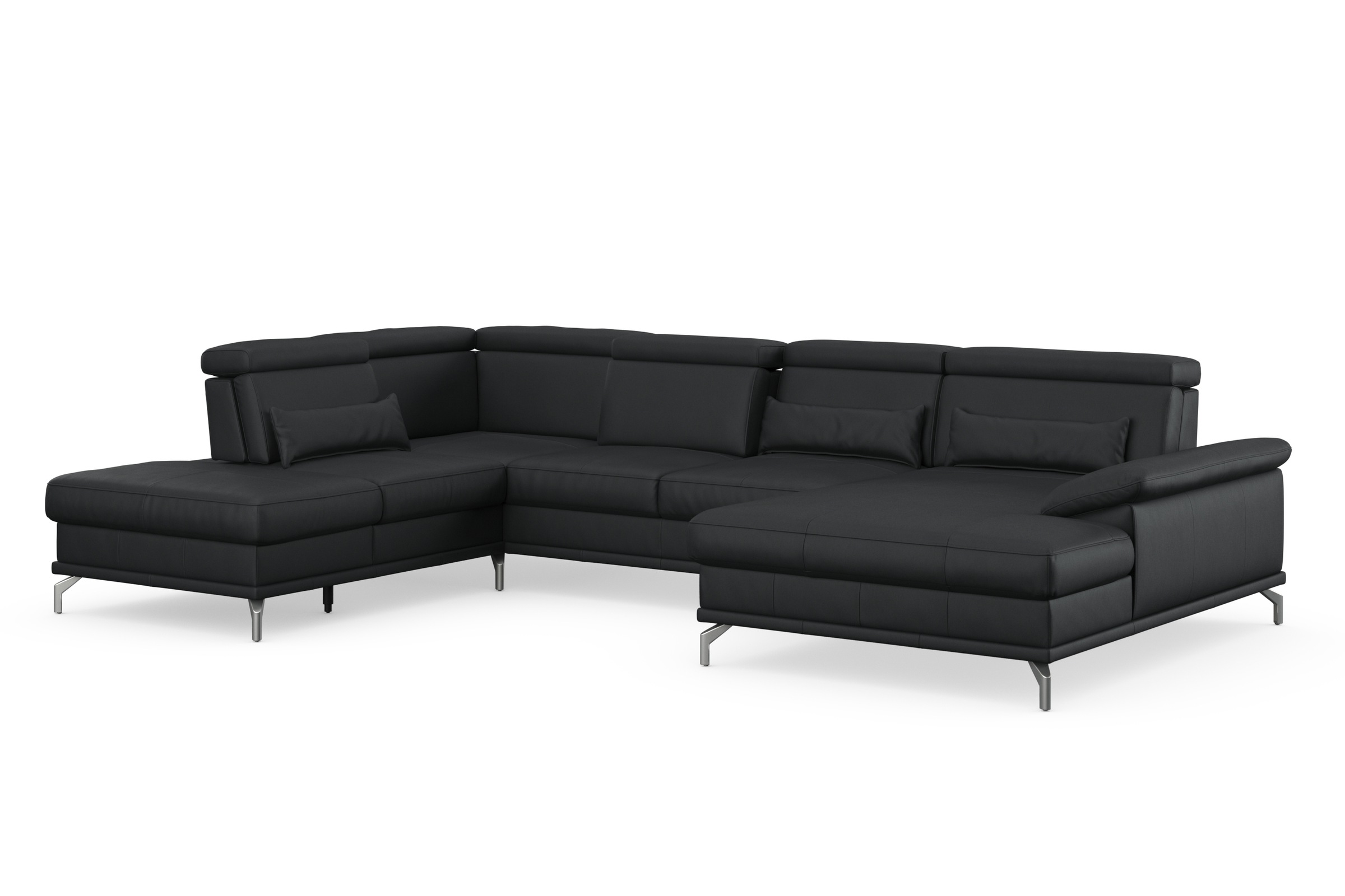 sit&more Wohnlandschaft »Cabrio U-Form, B: 359 cm, mit Sitztiefen-, Arm- & Kopfteilverstellung«, 3 Nierenkissen, Federkern, optional Bettfunktion und Stauraum