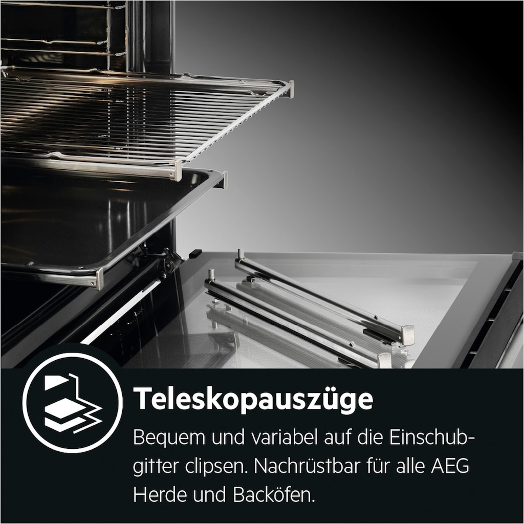 AEG Elektro-Herd-Set »TEAMHBlac2«, EES435020B 940321377, mit Teleskopauszug nachrüstbar