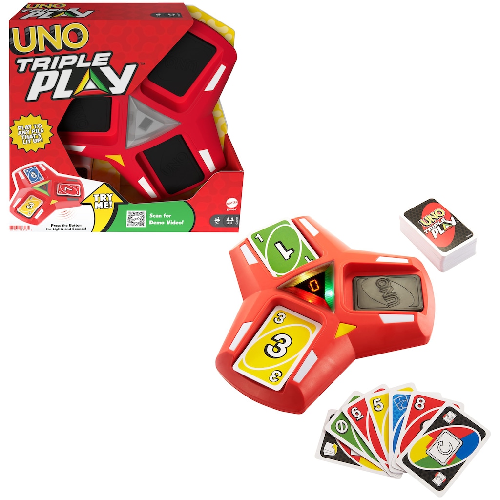 Mattel games Spiel »UNO Triple Play«, mit Licht- und Soundeffekten