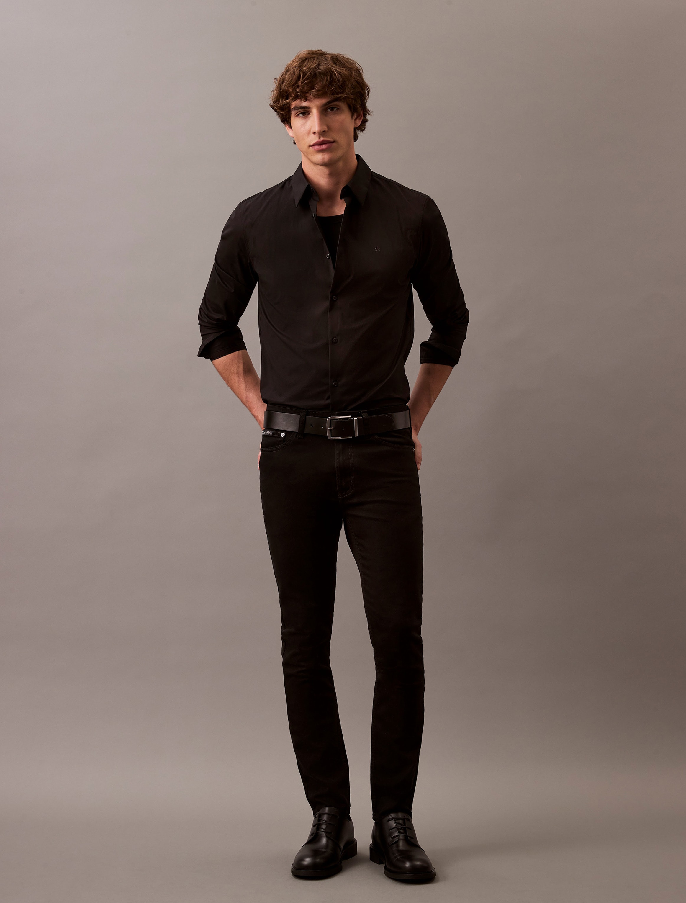 Calvin Klein Langarmhemd »LS SOLID STRETCH SLIM SHIRT«, in Unifarbe