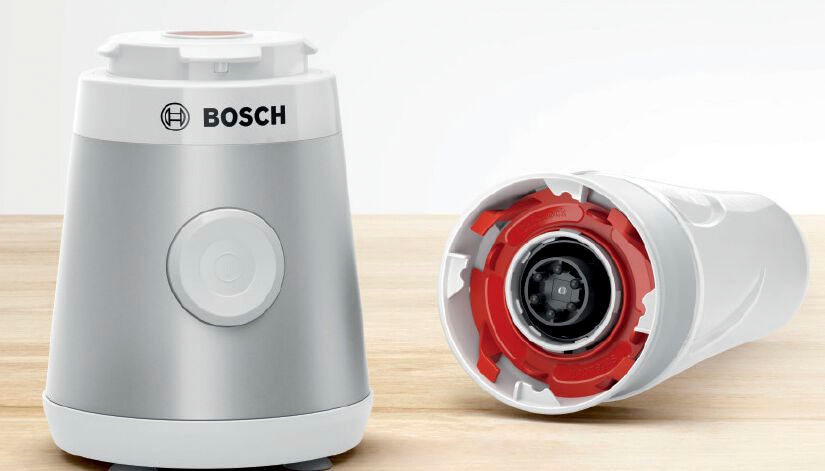 BOSCH Standmixer »VitaPower Serie 2 MMB2111T, Mini-Mixer, 0,6l ToGo, 40.000 U/Min, weiß«, 450 W, ToGo Flasche aus Tritan, Trinkdeckel, 4 Klingen, Made in Europe