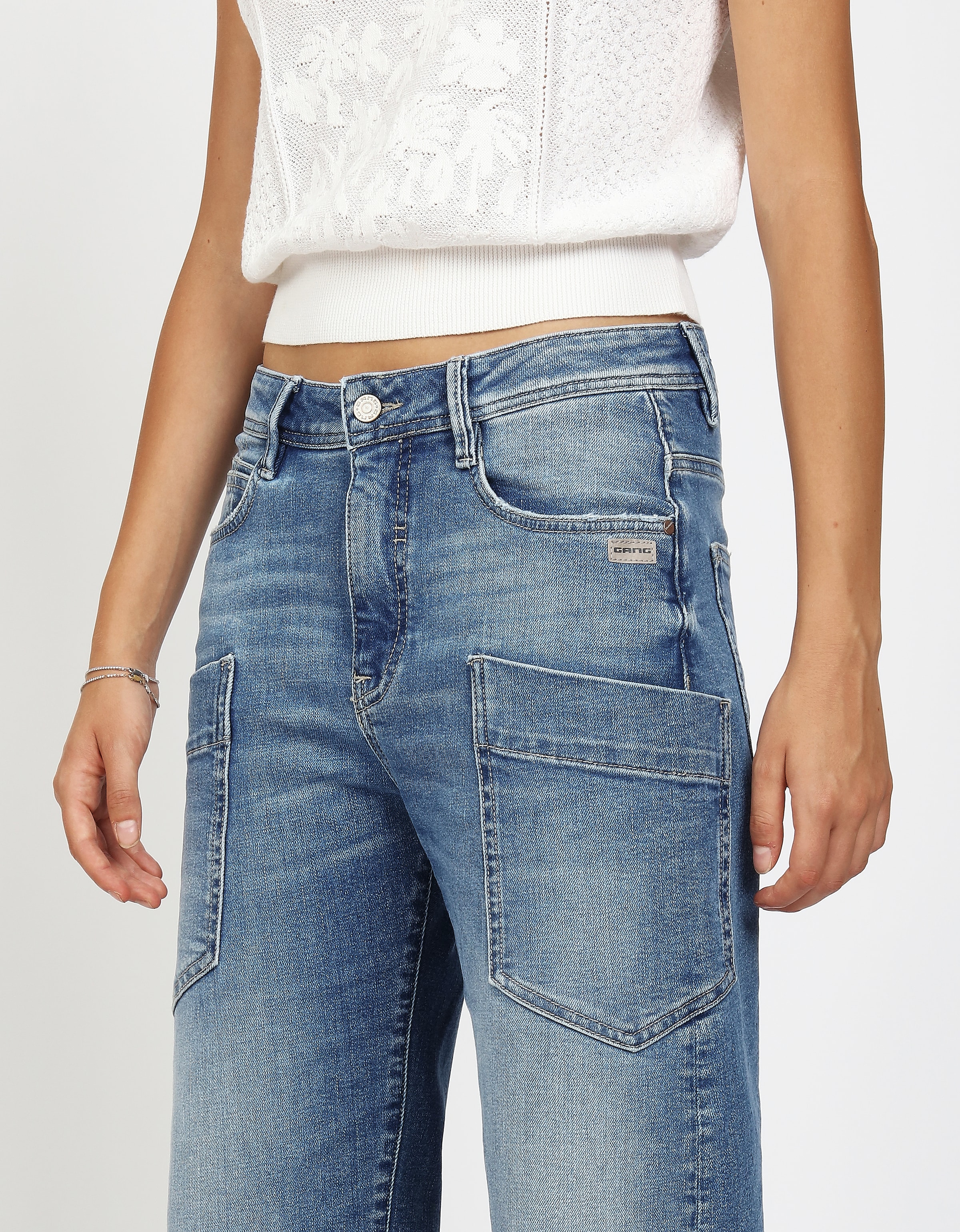 GANG 5-Pocket-Jeans »94IDA WORKER« O-Shape mit aufgesetzten Taschen