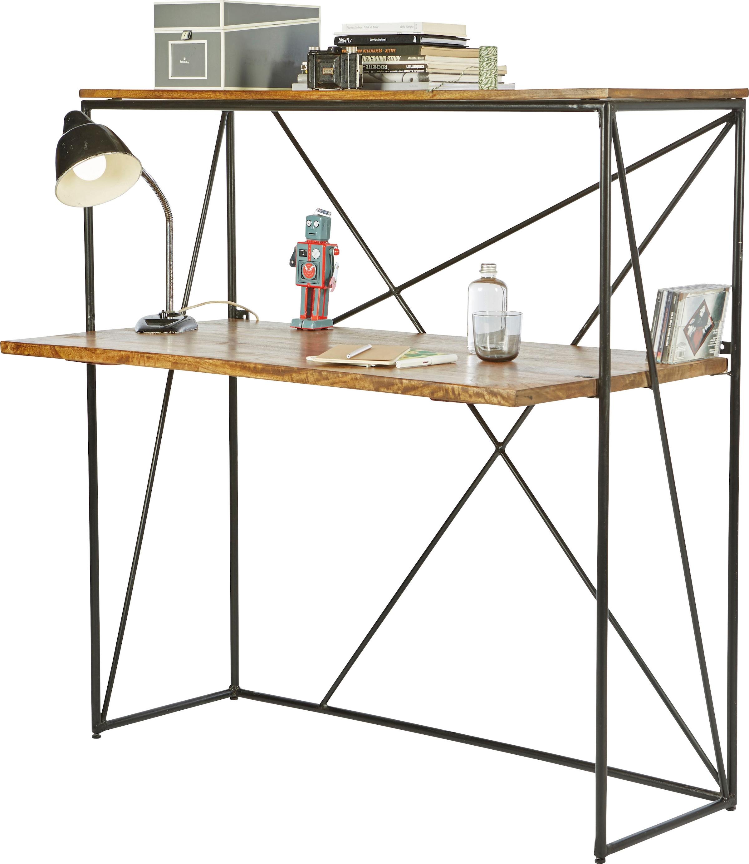 TOM TAILOR HOME Sekretär »T-NEST SHELF OFFICE LOW«, mittelhohes, offenes Sekretärregal, aus Mangoholz und Metall