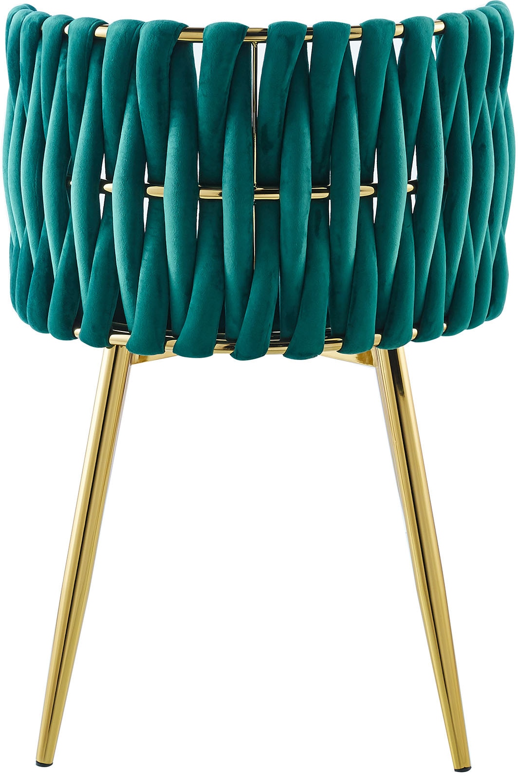 Kayoom Polsterstuhl »Stuhl Melly 125 2er-Set,tolles Design der Rückenlehne, runde Sitzfläch« (Set) 2 Stk.ausgefallen geflochtene Rückenlehne, Samtbezug, goldene Beine