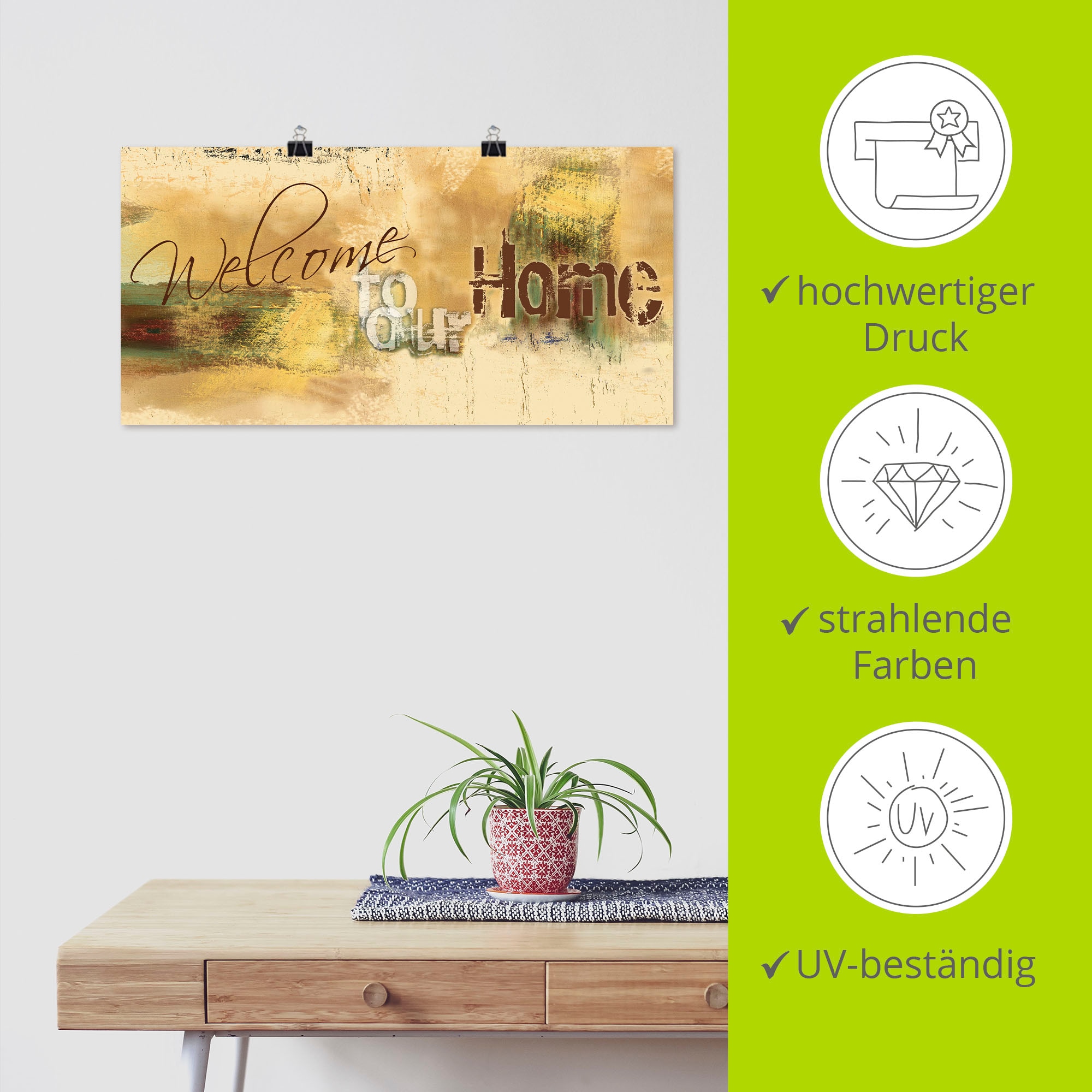 Artland Wandbild »Willkommen in unserem Zuhause« Sprüche & Texte 1 Stk. tlg. als Leinwandbild, Poster in verschied. Größen