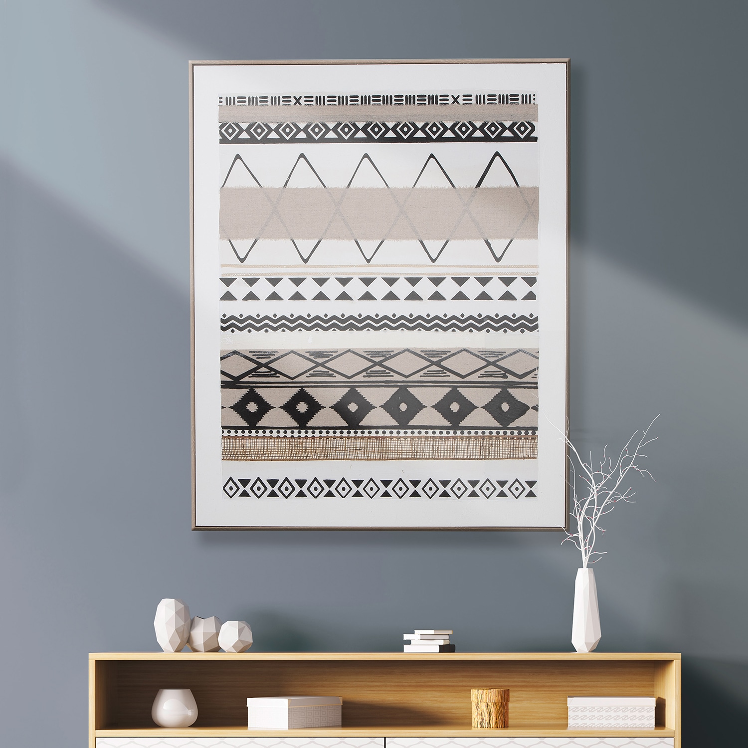 GILDE Bild mit Rahmen »Bild rechteckig Mwaki braun; schwarz; weiß H. 102 cm«, (1 St.)