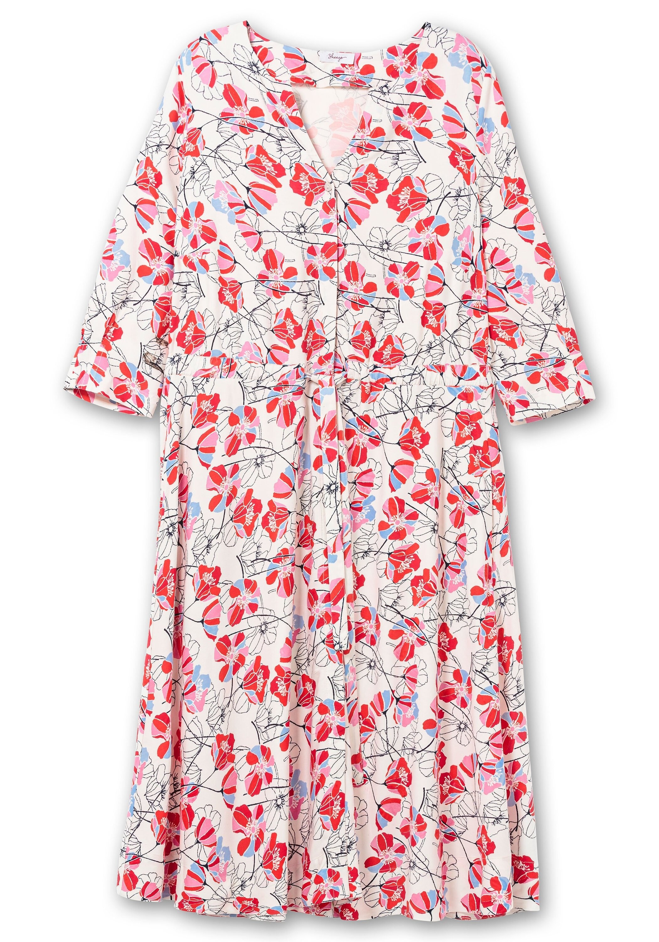 Sheego Druckkleid »Kleid mit Blütenprint und Taillen-Tunnelzug«