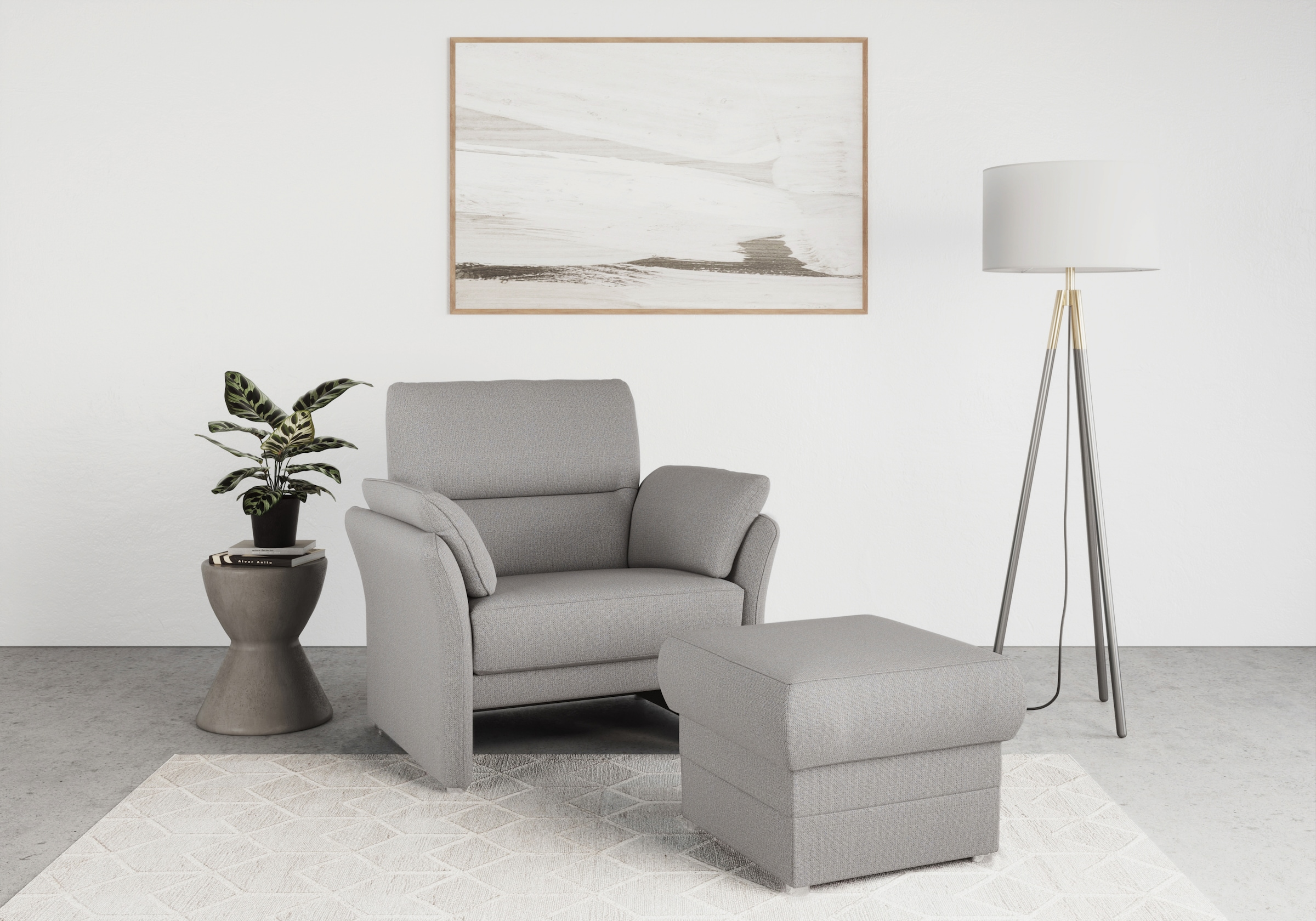 DOMO collection Sessel »Pina elegant und zeitloser Clubsessel, bequemer Cocktailsessel«, Hoher Sitzkomfort, Microfaser hochflorig, dunkelgrau