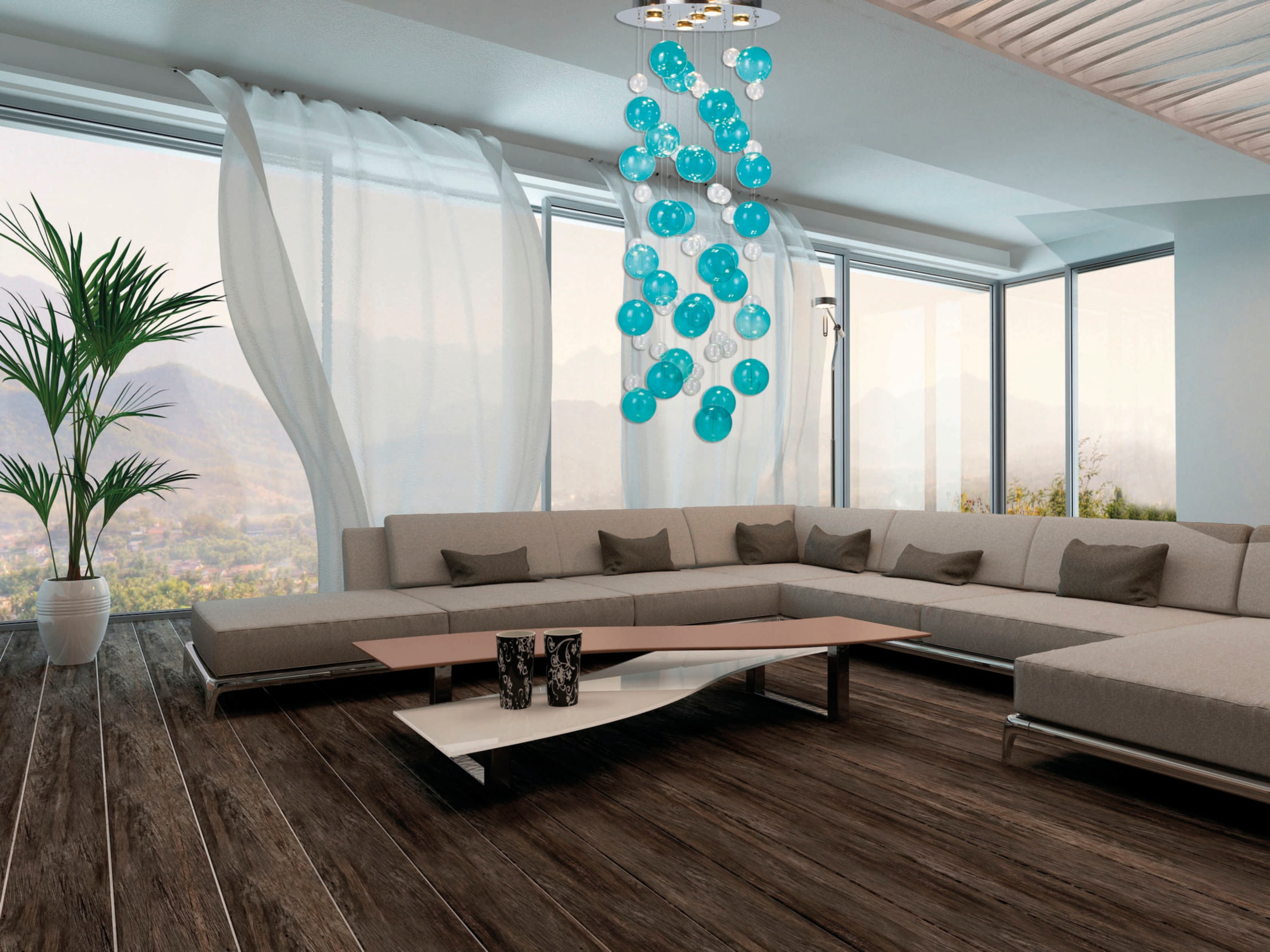 näve LED Pendelleuchte »Explosion« GU10 1 Stk. Warmweiß kleine und große bunte Glaskugeln, inkl. GU10 Leuchtmittel warmweiß