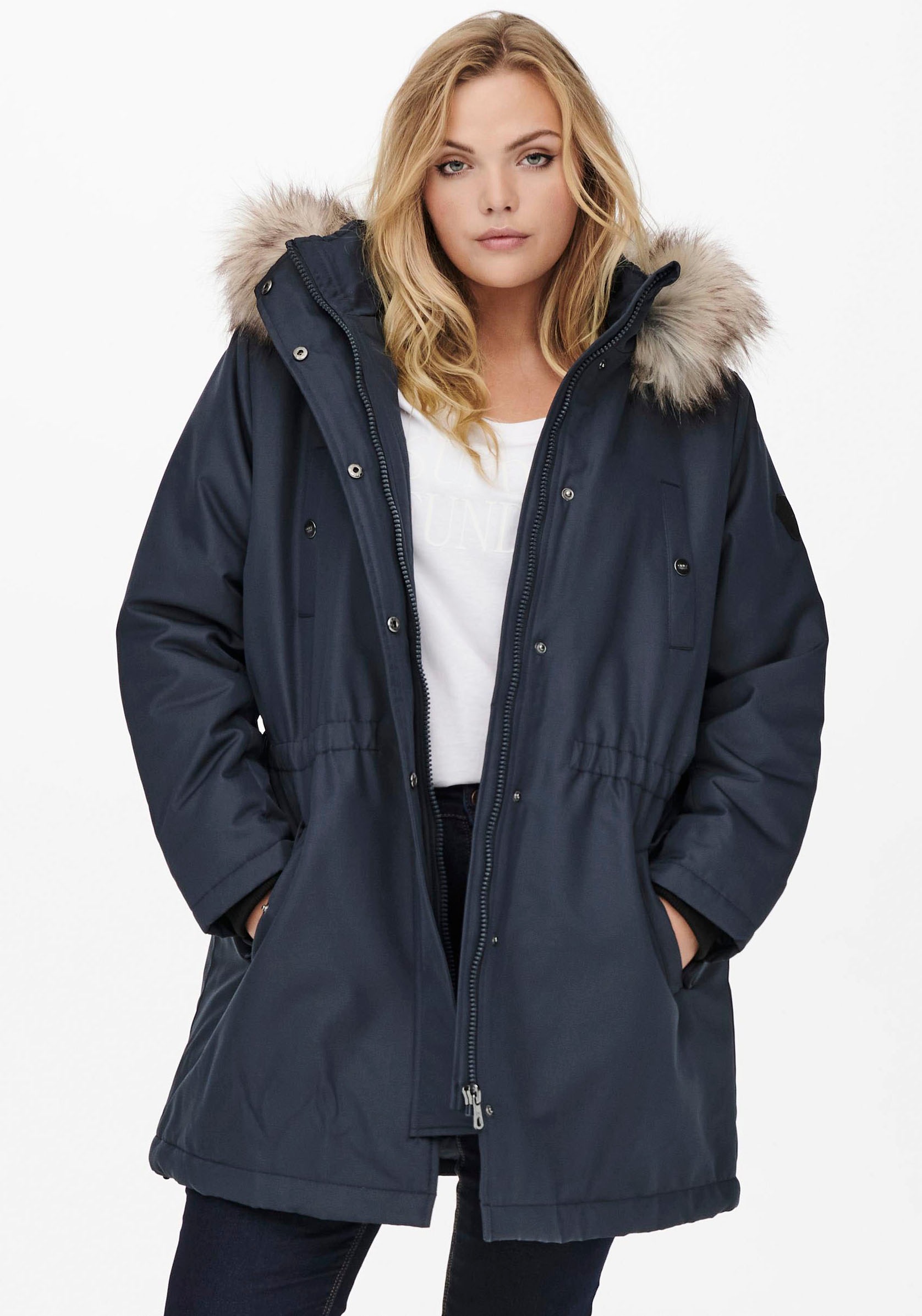 ONLY CARMAKOMA Parka »CARIRENA«, mit Kapuze, mit Fellimitat an der Kapuze kaufen