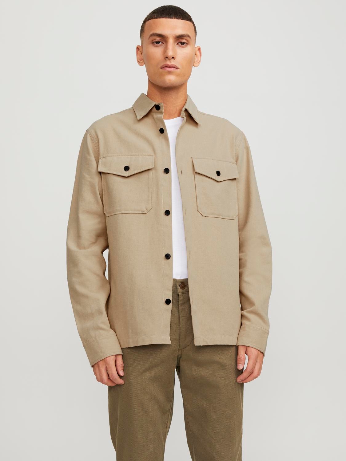 Langarmhemd »JPRCCROY SPRING SOLID OVERSHIRT L/S SN«