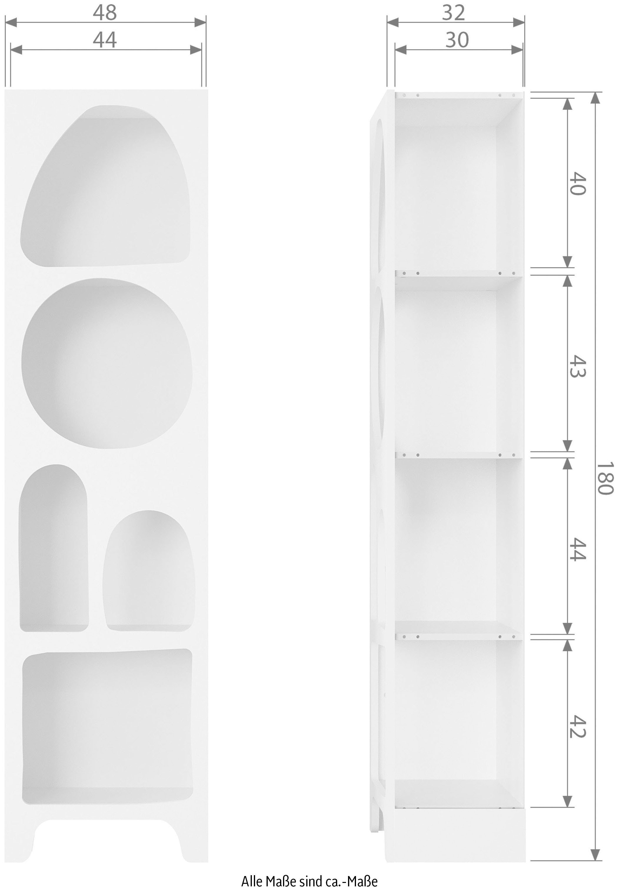 WOOOD Regal »Caz«, mit modernen Fächern, H 180 cm x B 48 cm