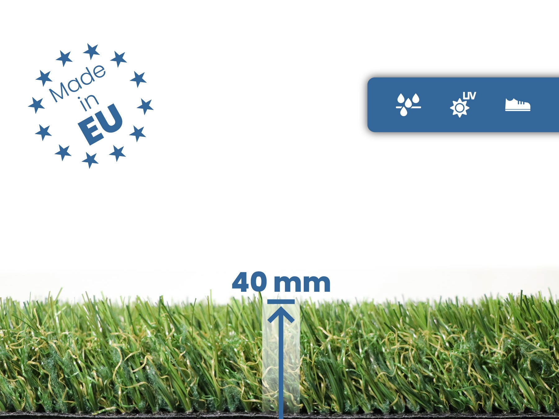 Primaflor-Ideen in Textil Kunstrasen »MEGAN, Made in Netherlands« rechteckig 40 mm Höhe natürliche Optik, mit Drainagefunktion, ideal für Balkon & Terrasse