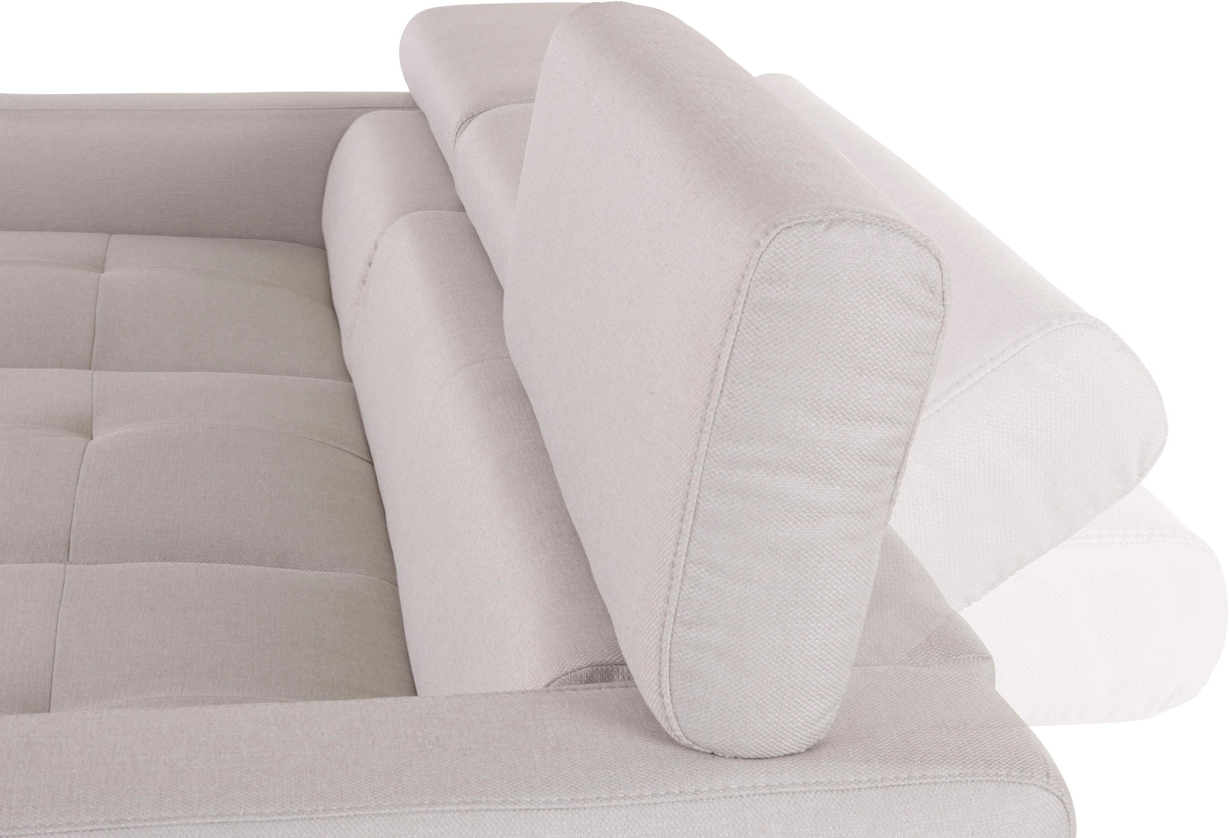 COTTA Polstergarnitur »Sammy L-Form«, (Set), Set bestehend aus: Ecksofa mit Kopfteilverstellung & Hocker