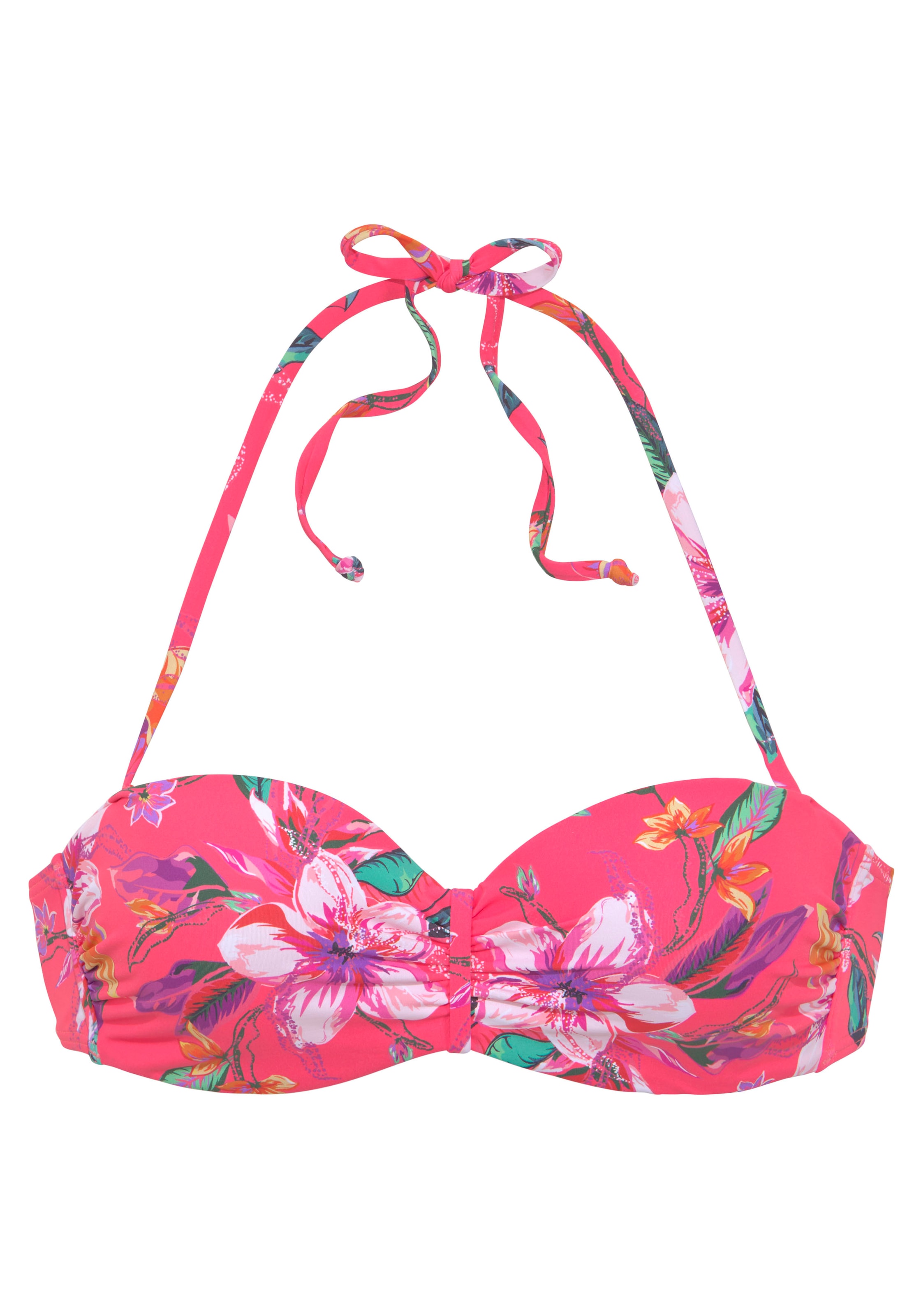 LASCANA Bügel-Bandeau-Bikini-Top »Malia« mit tropischem Print