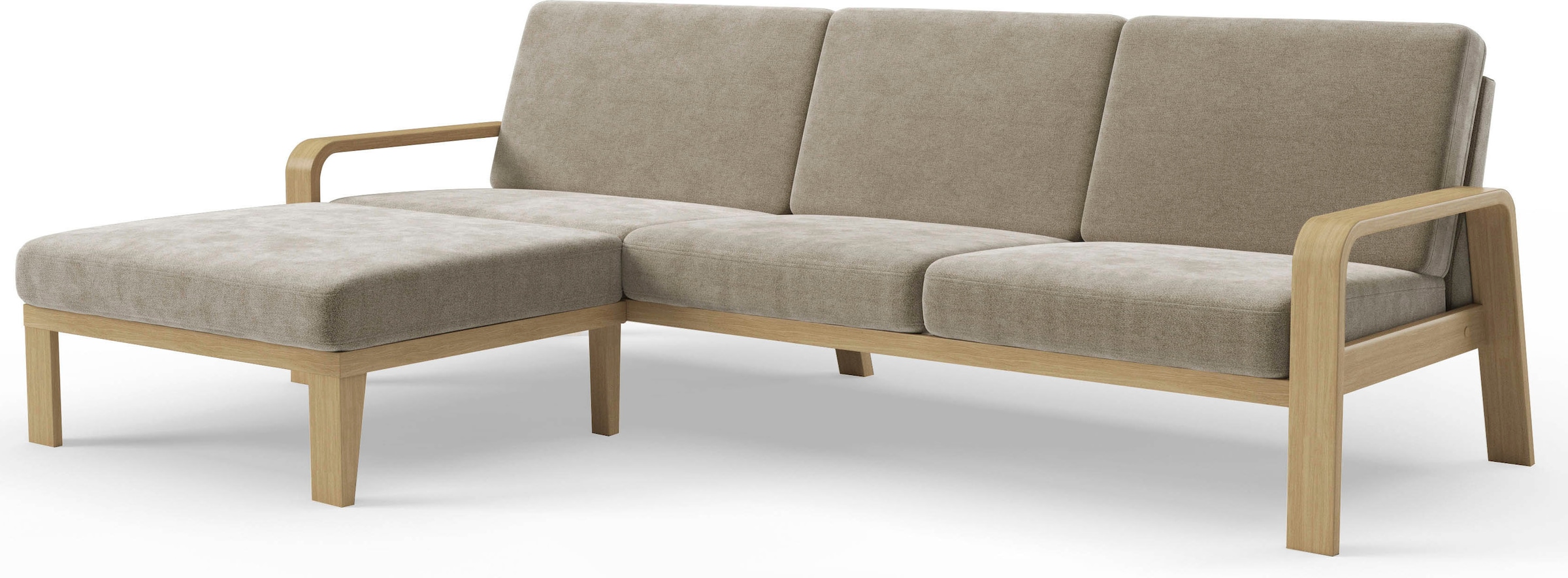 sit&more Ecksofa »Kolding L-Form«, Armlehnen aus Buchenholz in natur, verschiedene Bezüge und Farben