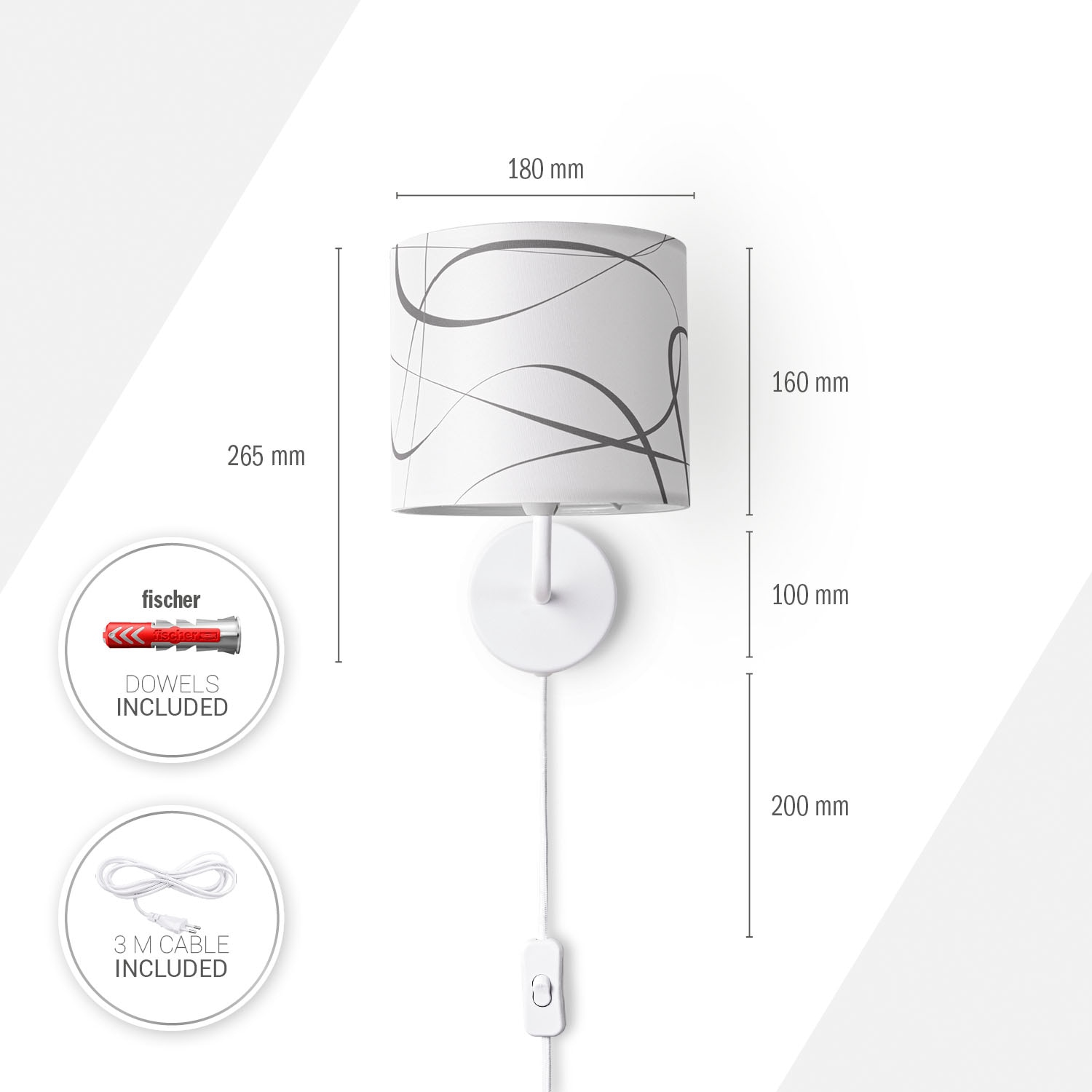 Paco Home Wandleuchte »Luca Tribal« E14 Wohnzimmer Modern Wandleuchte Mit Schirm Stoff Abstrakt Retro E14