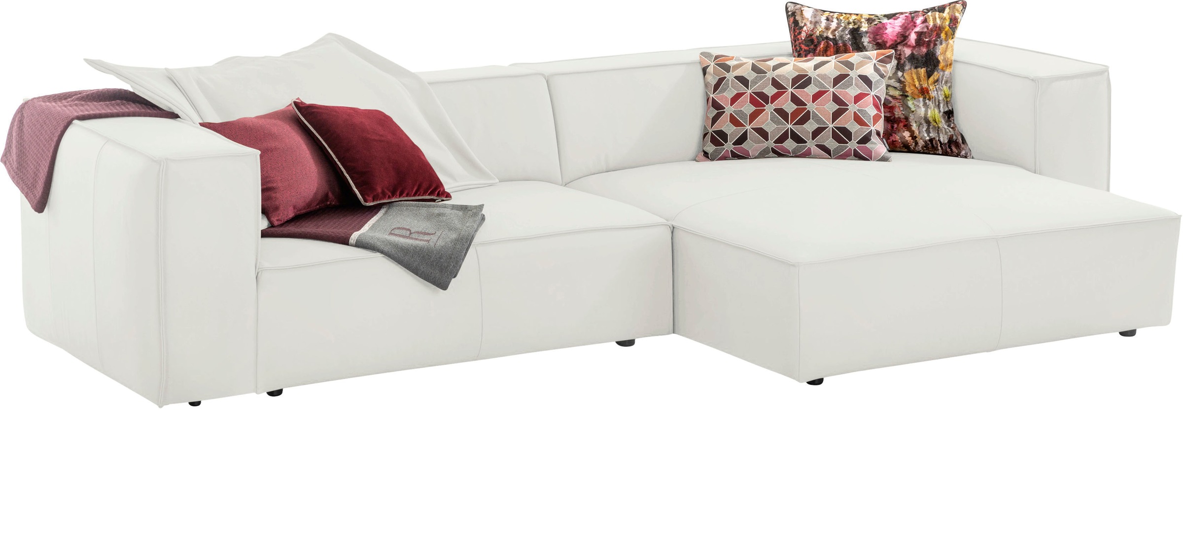 W.SCHILLIG Ecksofa »around-the-block Mega-Sofa & Hocker, viel Platz, Breite 300cm, L-Form« inklusive Hocker, mit eleganter Biese, mit Federkern