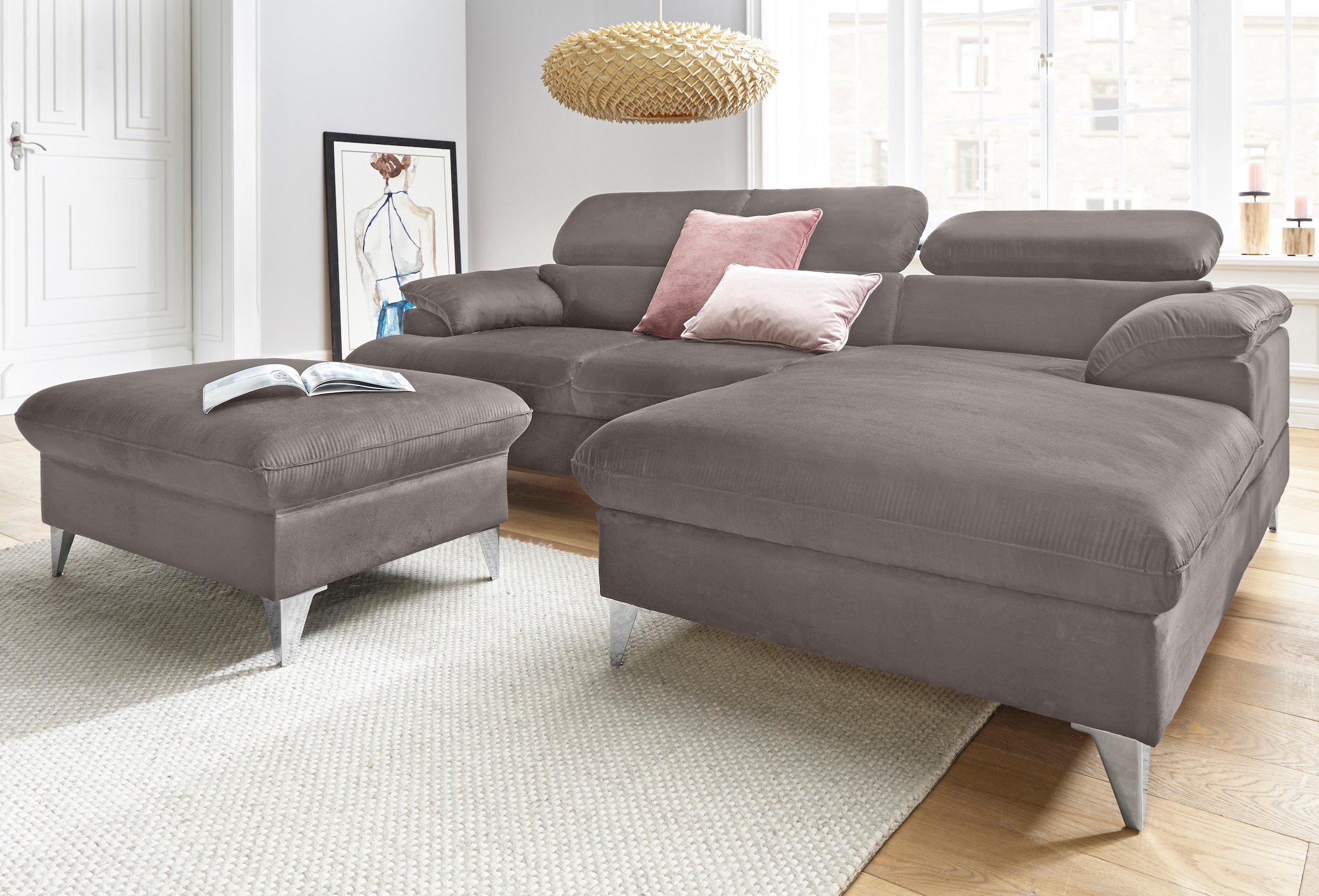 COTTA Ecksofa »Caluso L-Form«, mit Kopfteilverstellung, wahlweise mit Bettfunktion & Bettkasten
