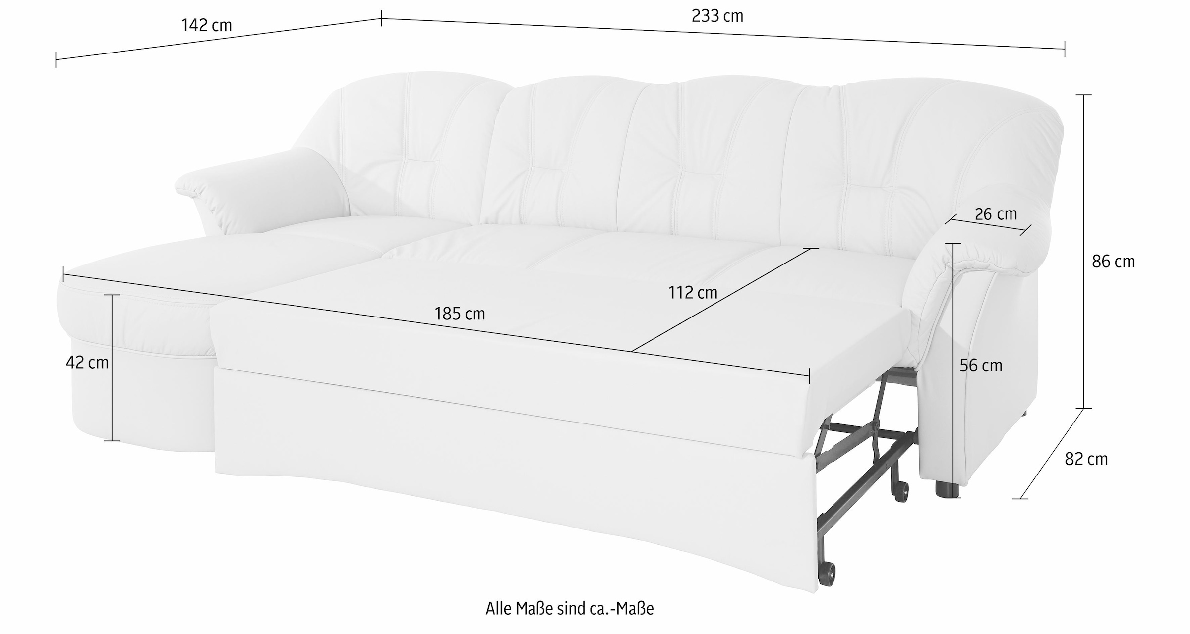 DOMO collection Ecksofa »Flores Schlafsofa, B/T/H: 233/142/86 cm, L-Form«, wahlweise mit Bettfunktion, wahlweise mit Federkern, auch in Leder