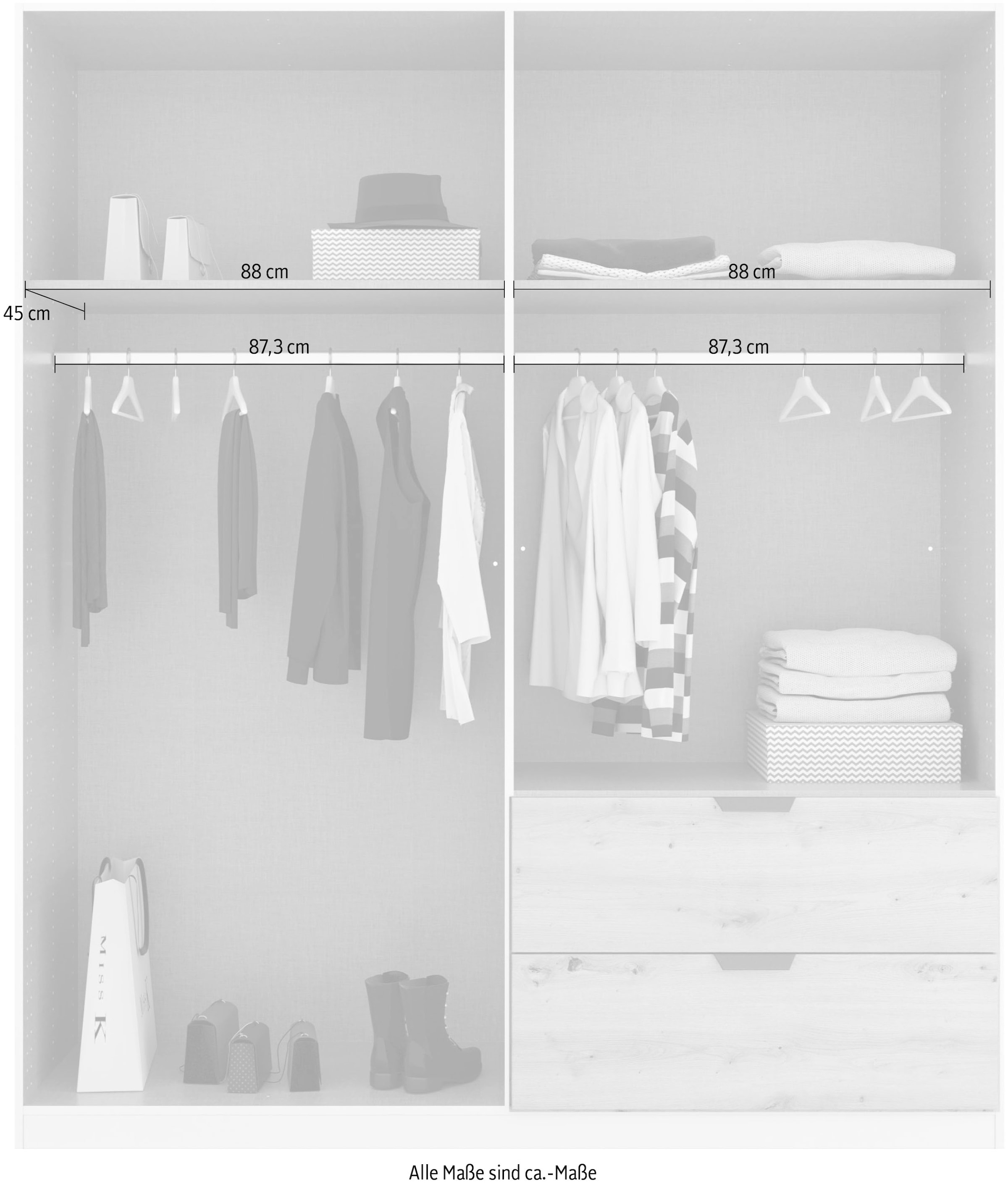 rauch Drehtürenschrank »Kleiderschrank Schrank Garderobe Ankleide DARK&WOOD BY QUADRA SPIN« Breiten: 181/226/271 cm, Höhe 210 cm,  im Industrial Style mit Metallgriffstangen