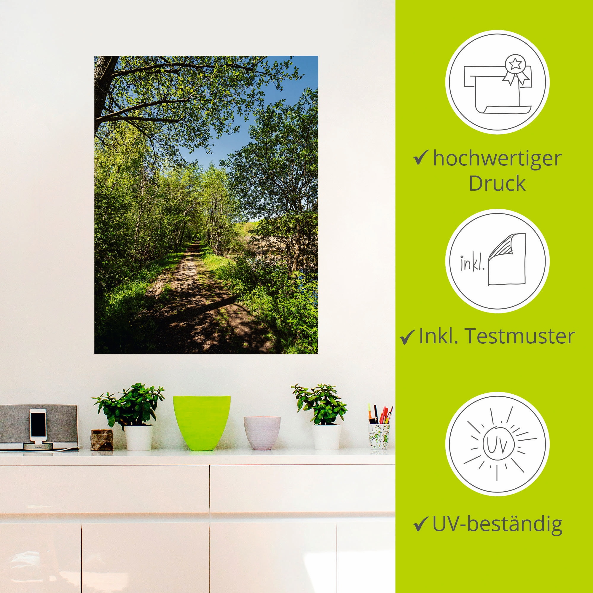 Artland Wandbild »Weg und Bäume bei Kuchelmiß«, Waldbilder, (1 St.), als Leinwandbild, Poster, Wandaufkleber in verschied. Größen