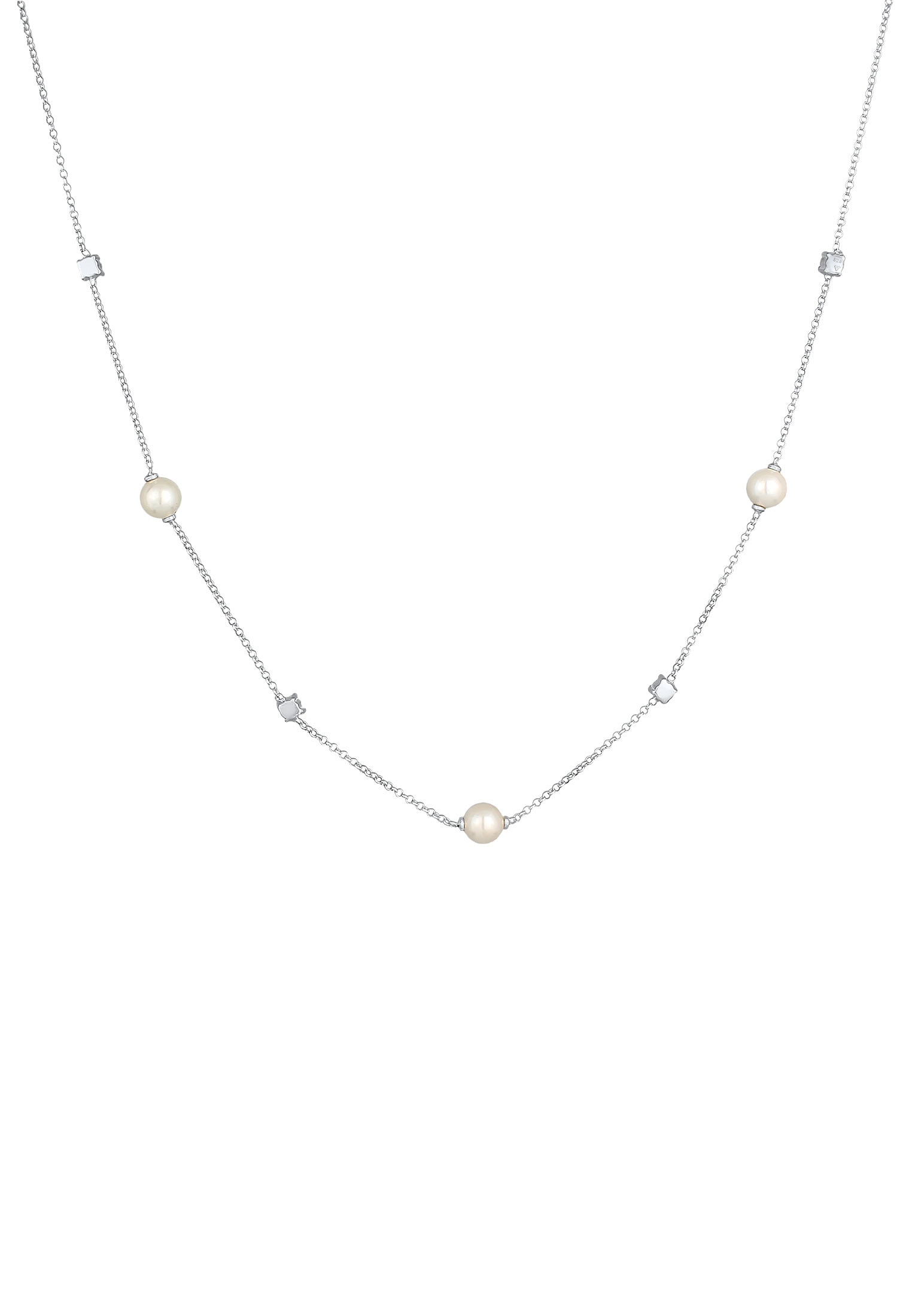 Nenalina Silberkette »Halskette Zirkonia Muschelkernperlen Klassik 925 Silber«