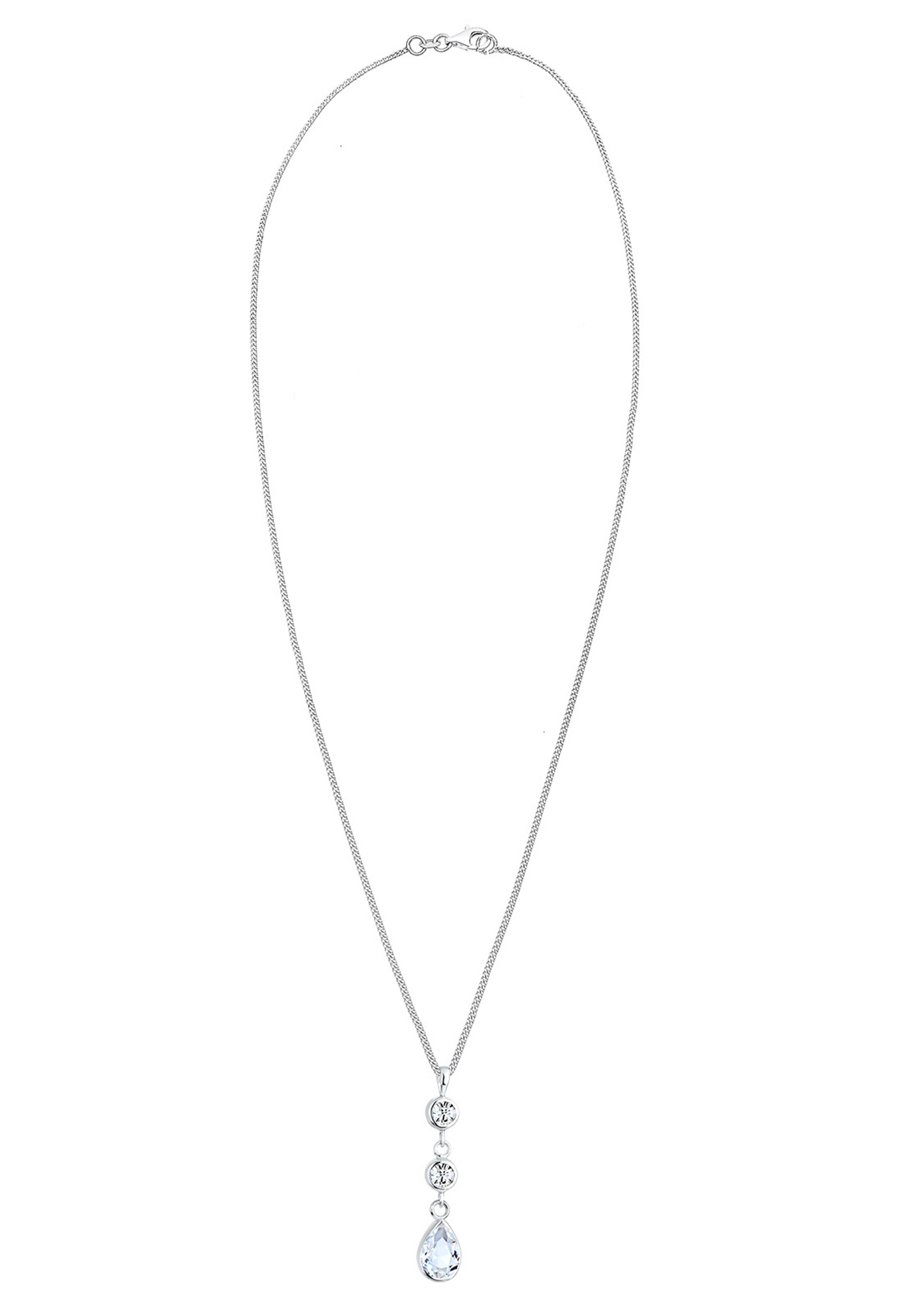 Elli Silberkette »Halskette Tropfen Glas Kristall Weiß 925 Sterling Silver«