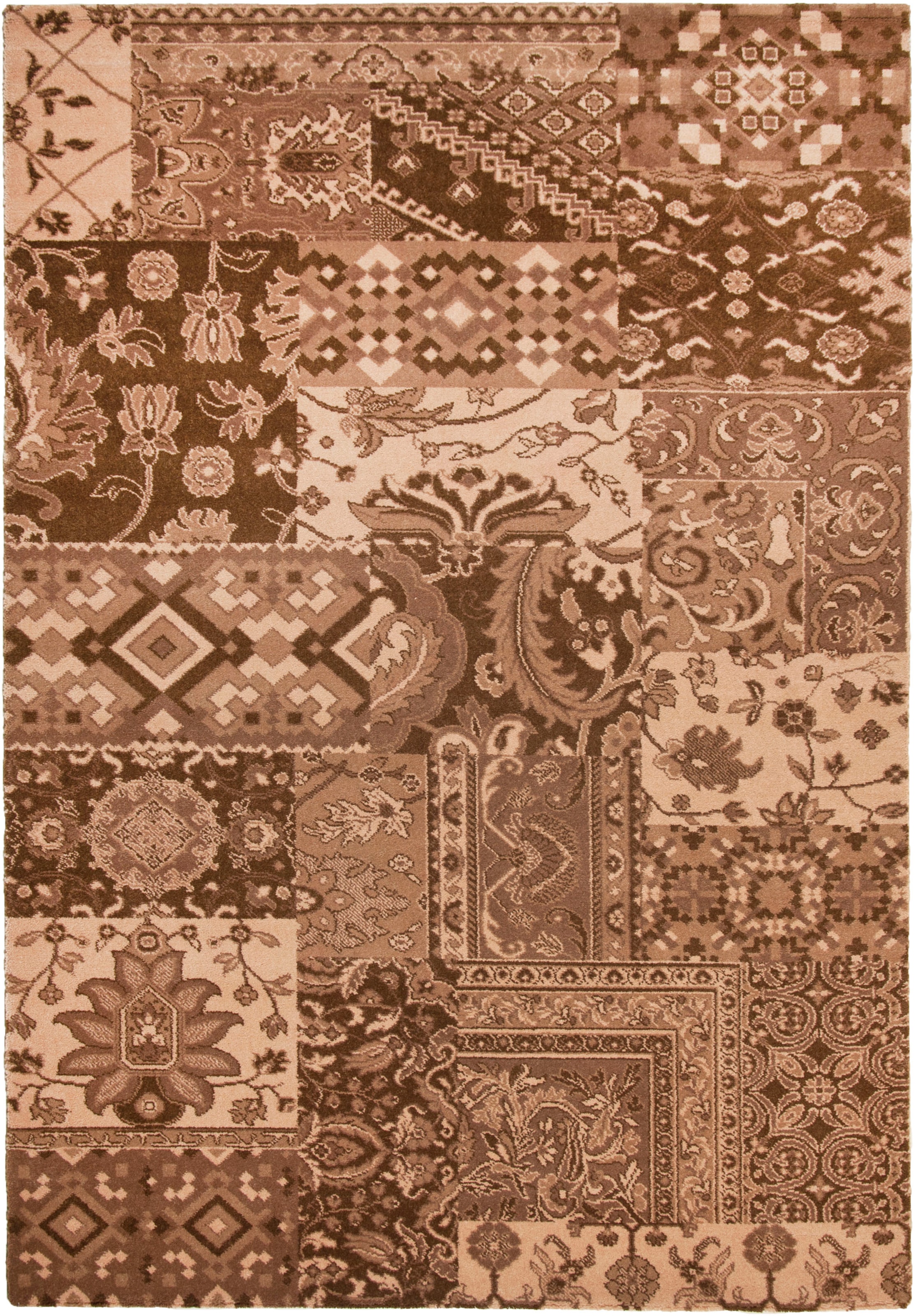 THEKO Teppich »Timeless 3« rechteckig 12 mm Höhe Kurzflor, florales Patchwork Design, 80% Schurwolle, Wohnzimmer