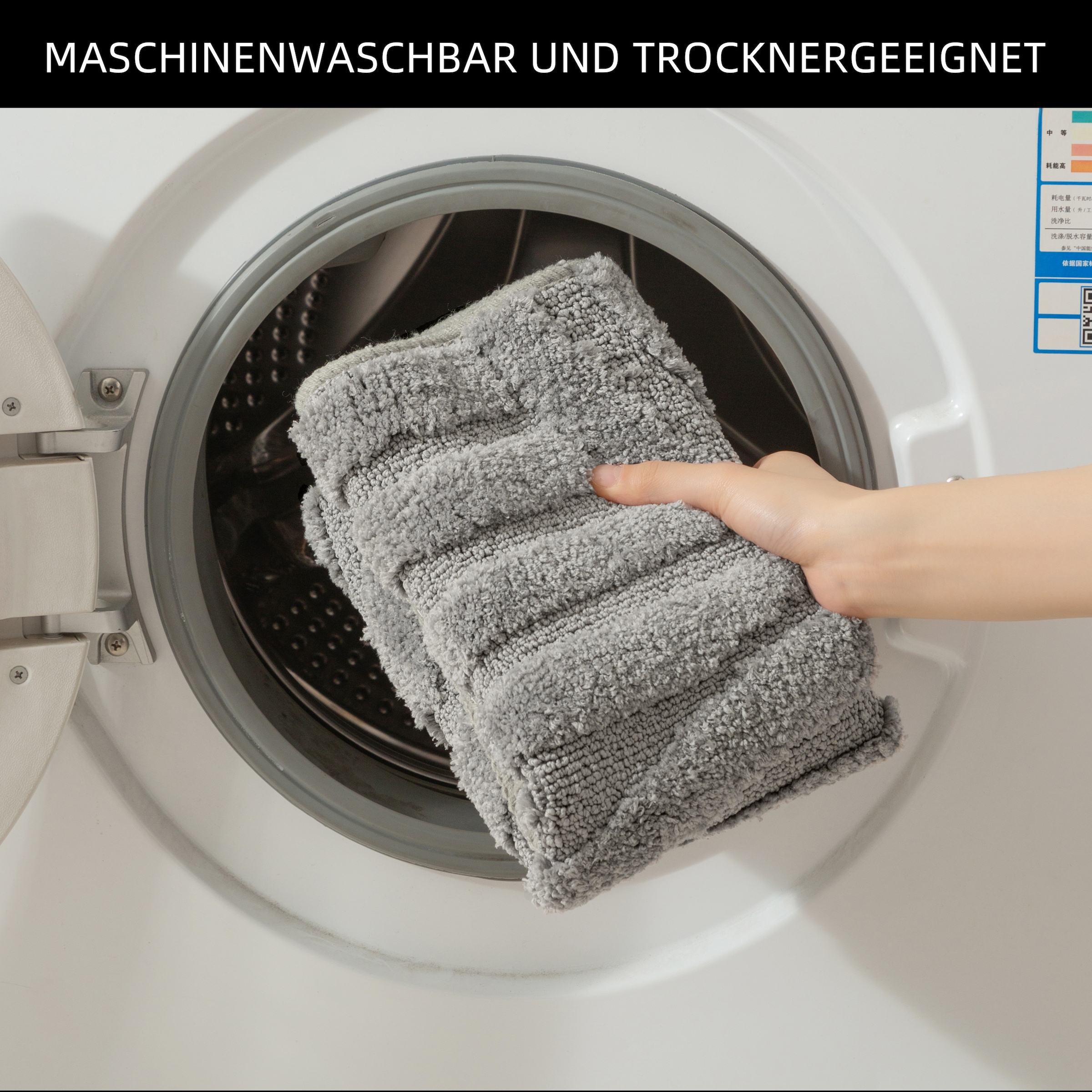 my home Badematte »Regona Scandi, Badvorleger, Badezimmer Teppich, Duschvorleger«, strapazierfähig, Badteppich, Uni Farben, Hoch-Tief-Effekt, modernes Muster