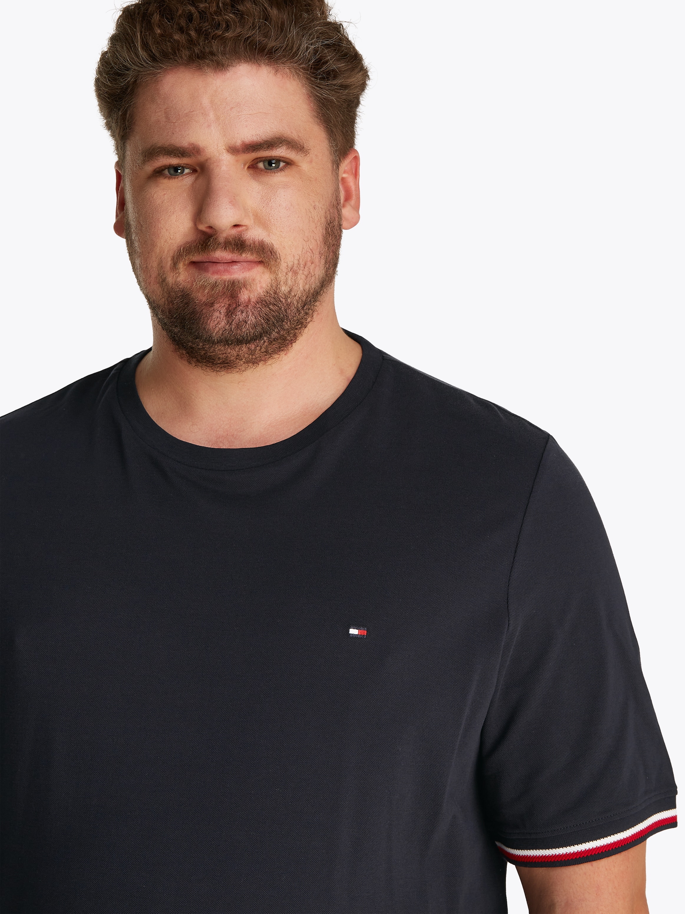 Tommy Hilfiger Big & Tall T-Shirt »BT-GLOBAL STRIPE CUFF TEE-B«, Große Größen