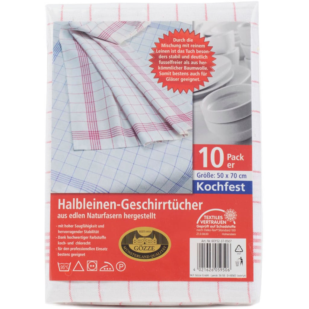 Gözze Geschirrtuch »Halbleinen Geschirrtuch, Des. 60152«, (Set, 10 tlg.)