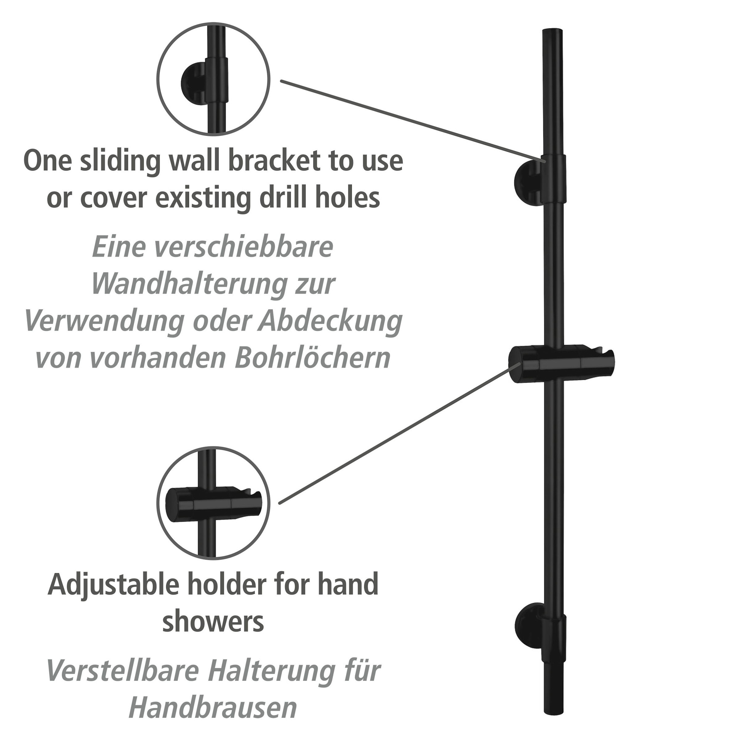 WENKO Duschstange »Basic«, Schwarz