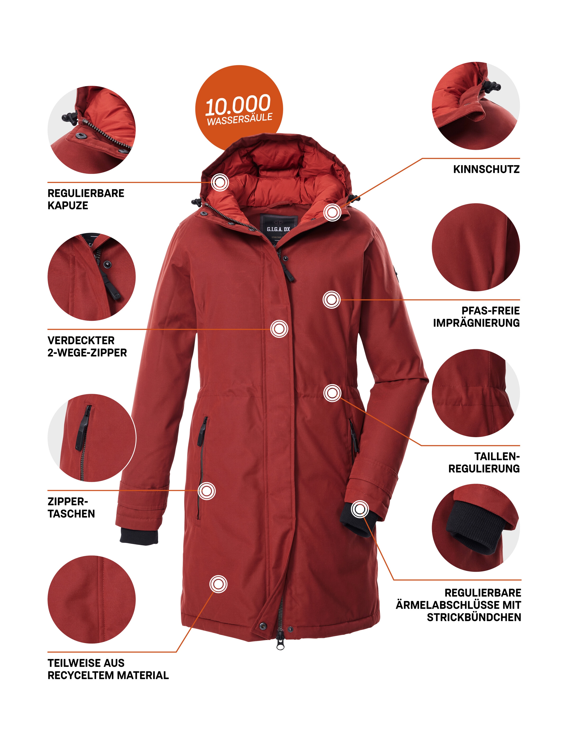 G.I.G.A. DX by killtec Parka »GW 22 WMN PRK« Funktionsparka: wasserdicht, atmungsaktiv, 2-Wege-Reißverschluss