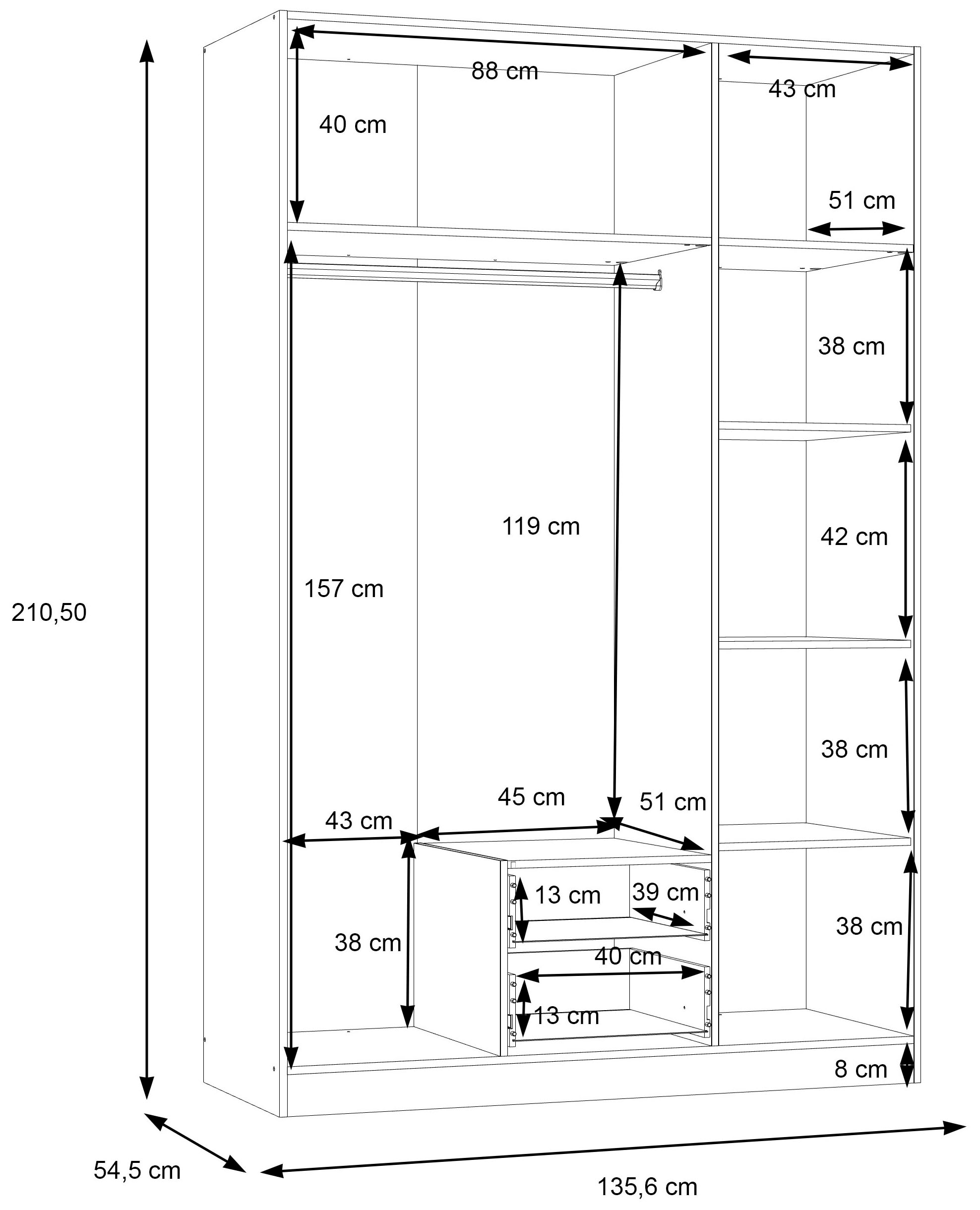 FORTE Drehtürenschrank