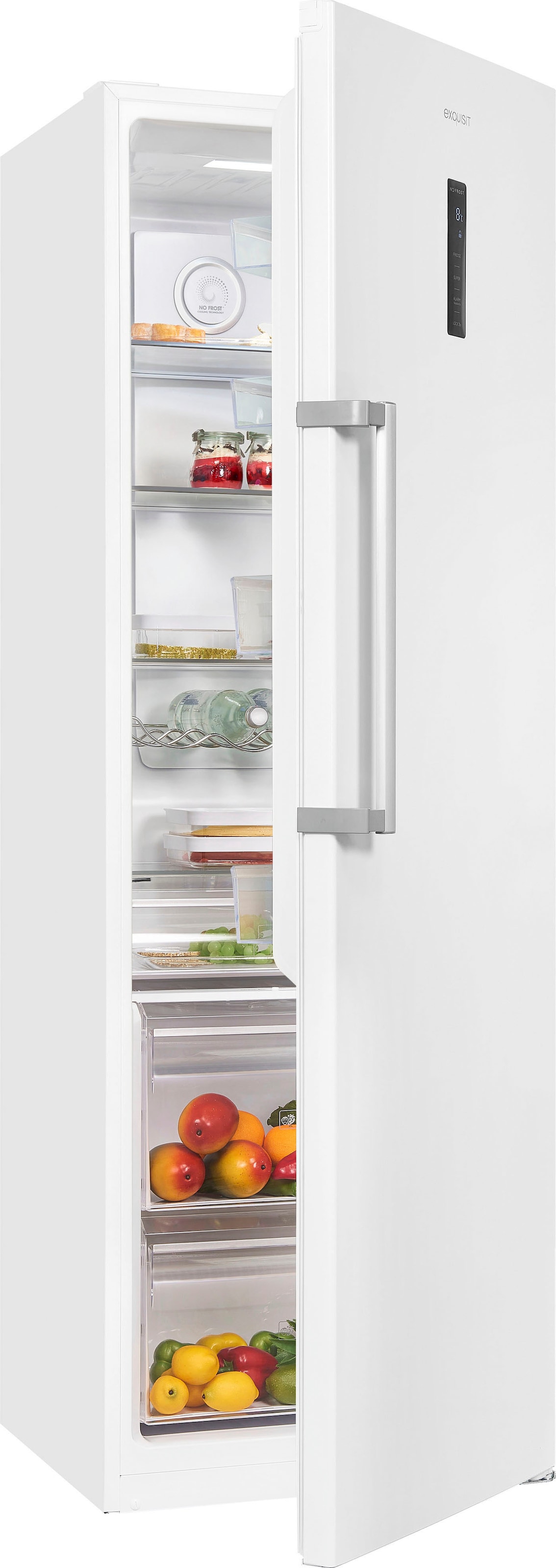 exquisit Vollraumkühlschrank »KS360-V-HE-040D« 185 cm hoch 60 cm breit 359 L Vollraumkühlschrank: No-Frost, flexibel & mit LED-Innenlicht