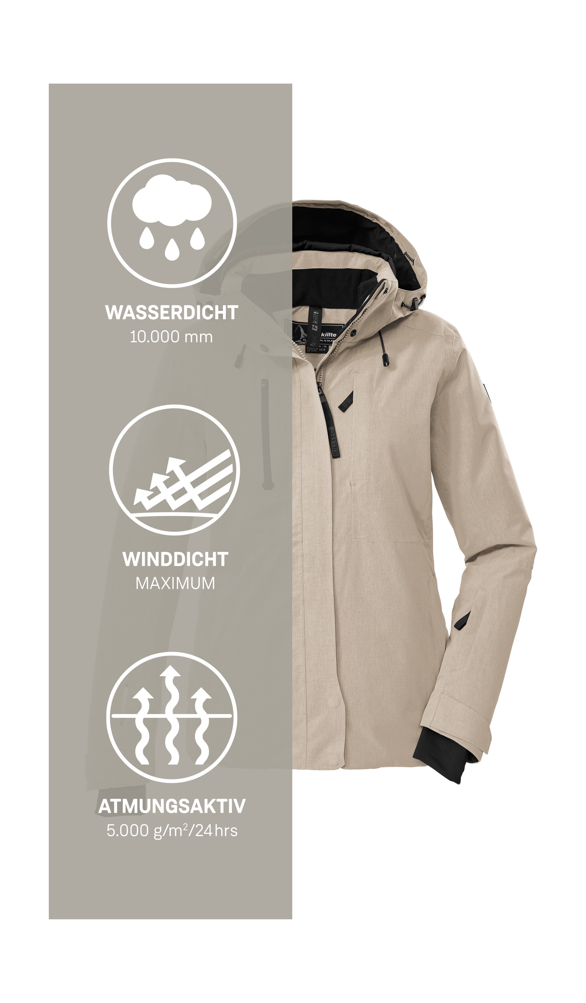 Killtec Skijacke »KSW 35 WMN SKI JCKT« Wasserdicht, atmungsaktiv, verstellbare Kapuze, viele Taschen