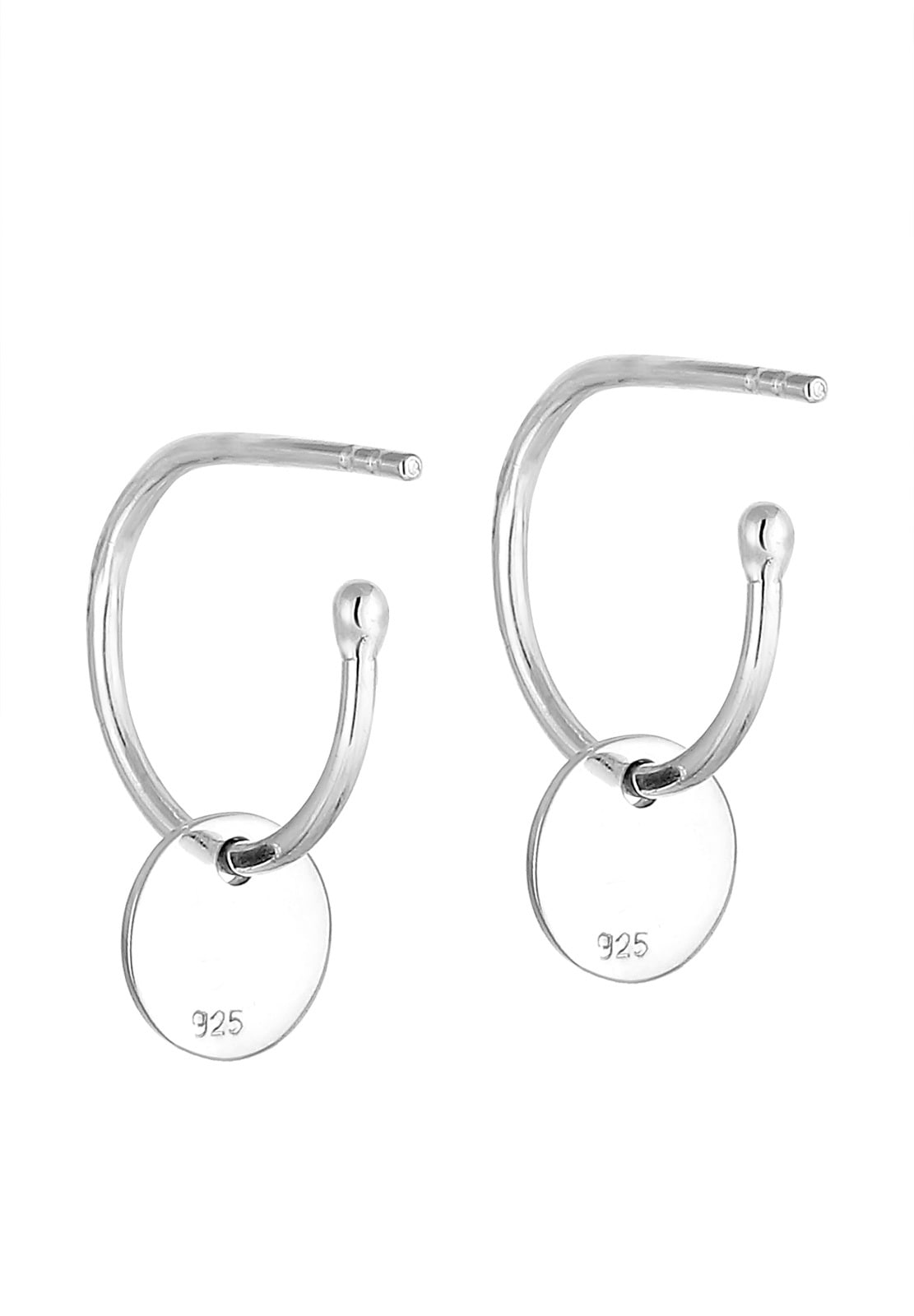 Elli Paar Creolen »Ohrringe Creole Geo Plättchen Trend 925 Silber«