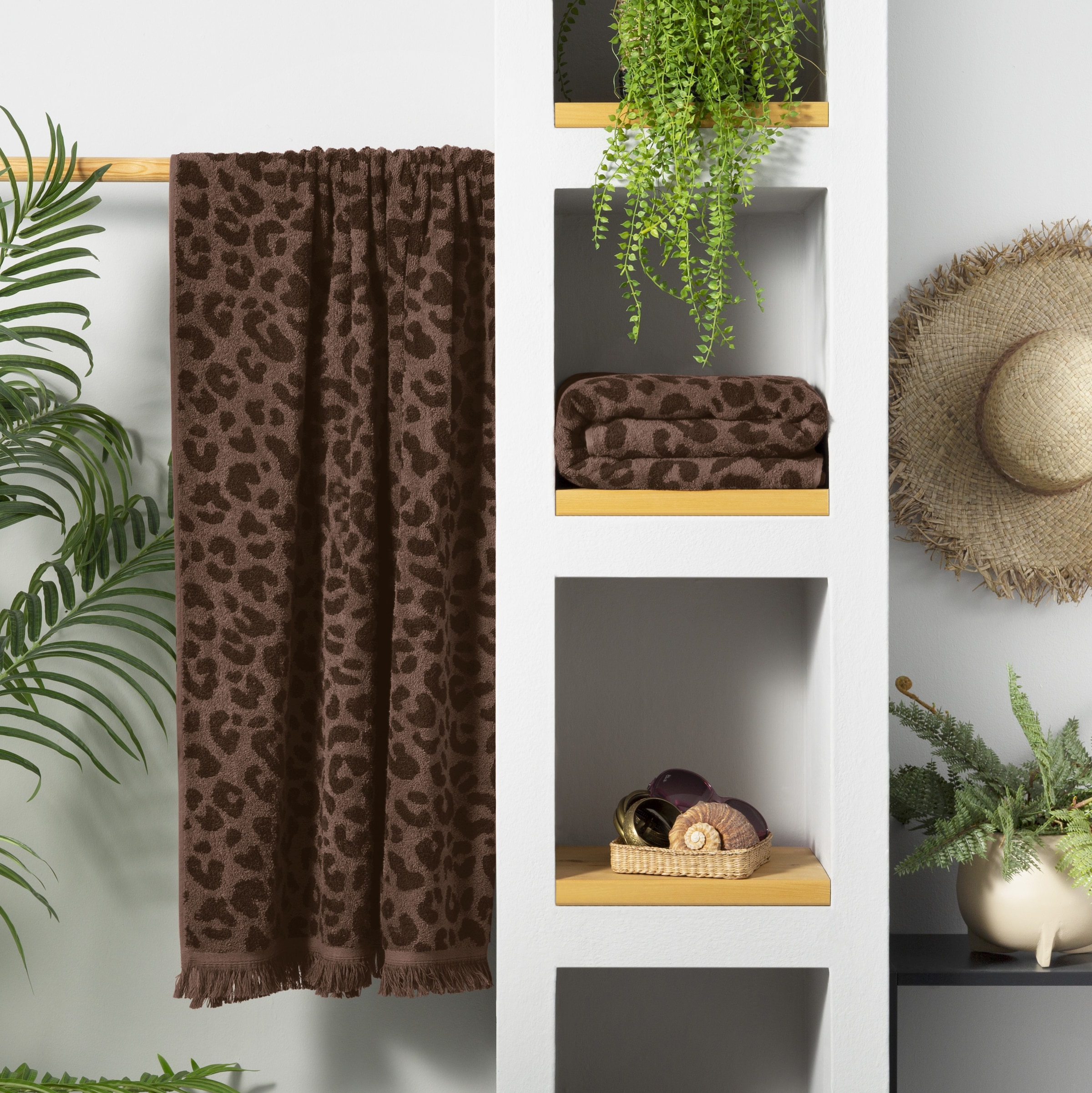 OTTO home Strandtuch »Tiffani, Leopardenmuster, Premium Strandtücher 2-tlg, 500 gr/m²« 90x180 cm, Animal Print, Leo, modern, Urlaub, mit Fransen