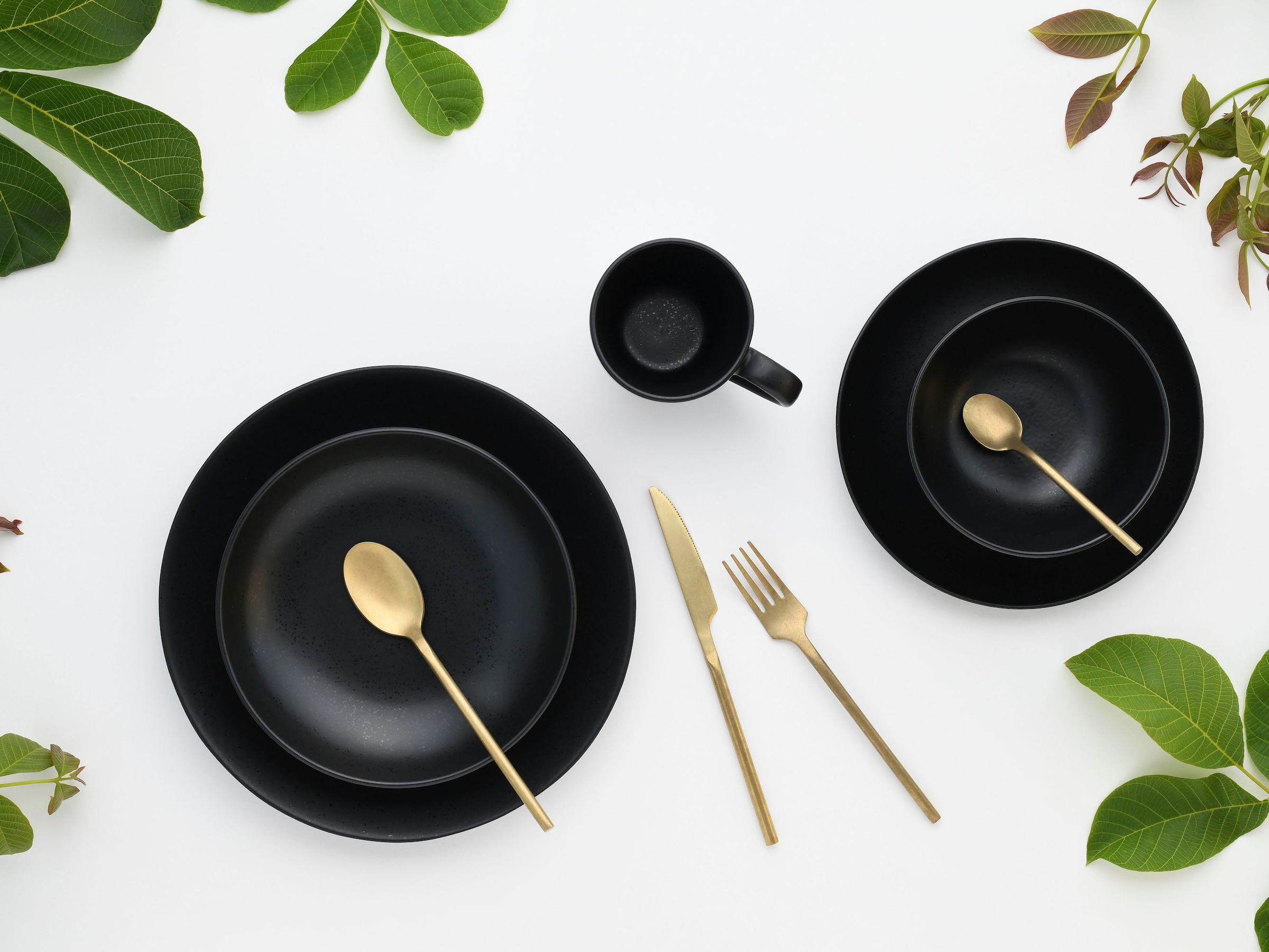 CreaTable Kombiservice »Magic Black Coupe«, (Set, 20 tlg.), Spezialglasur mit glänzenden Sprenkeln